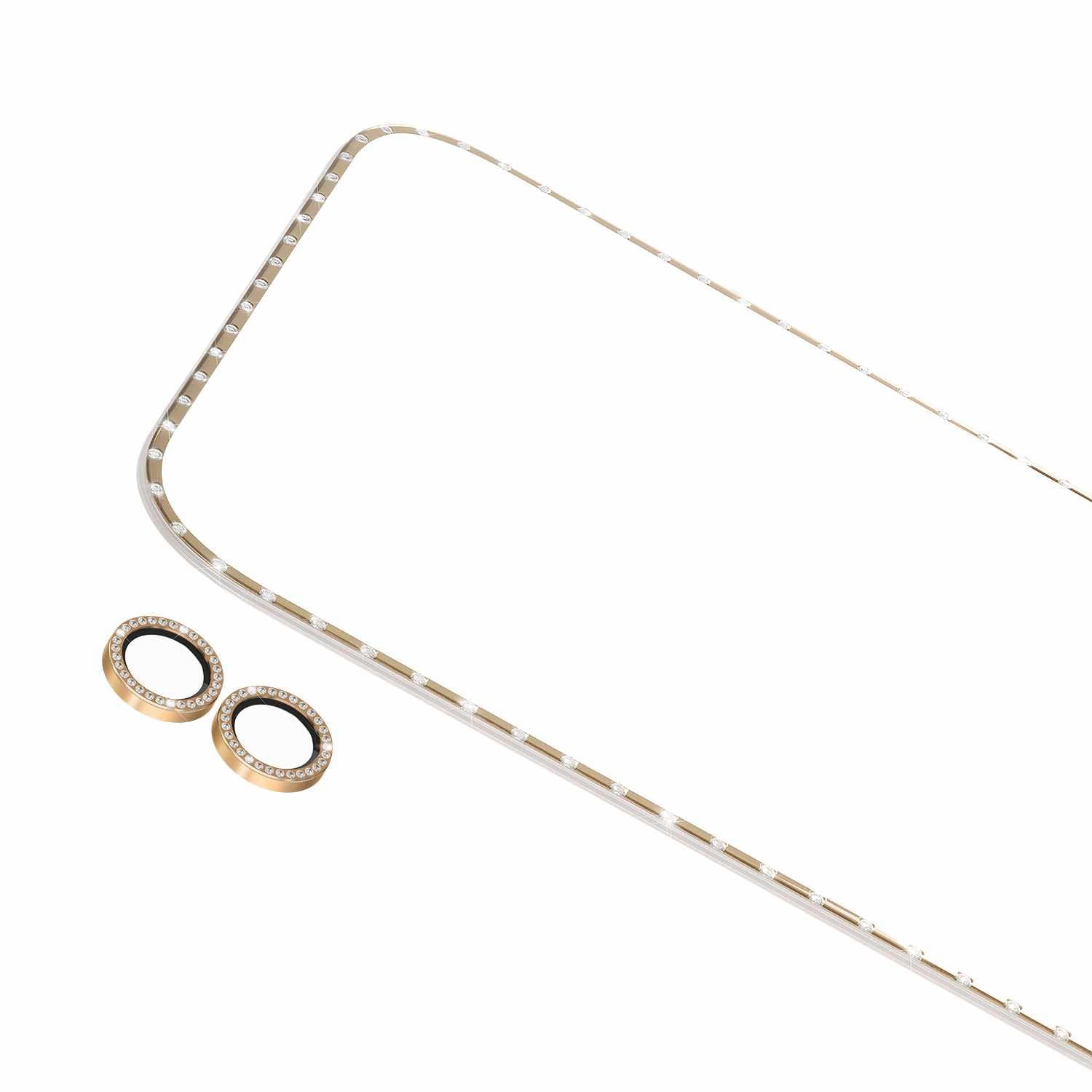 Ensemble de style protecteur d'écran/lentille de Kate Spade pour iPhone 17, fini pierre doré