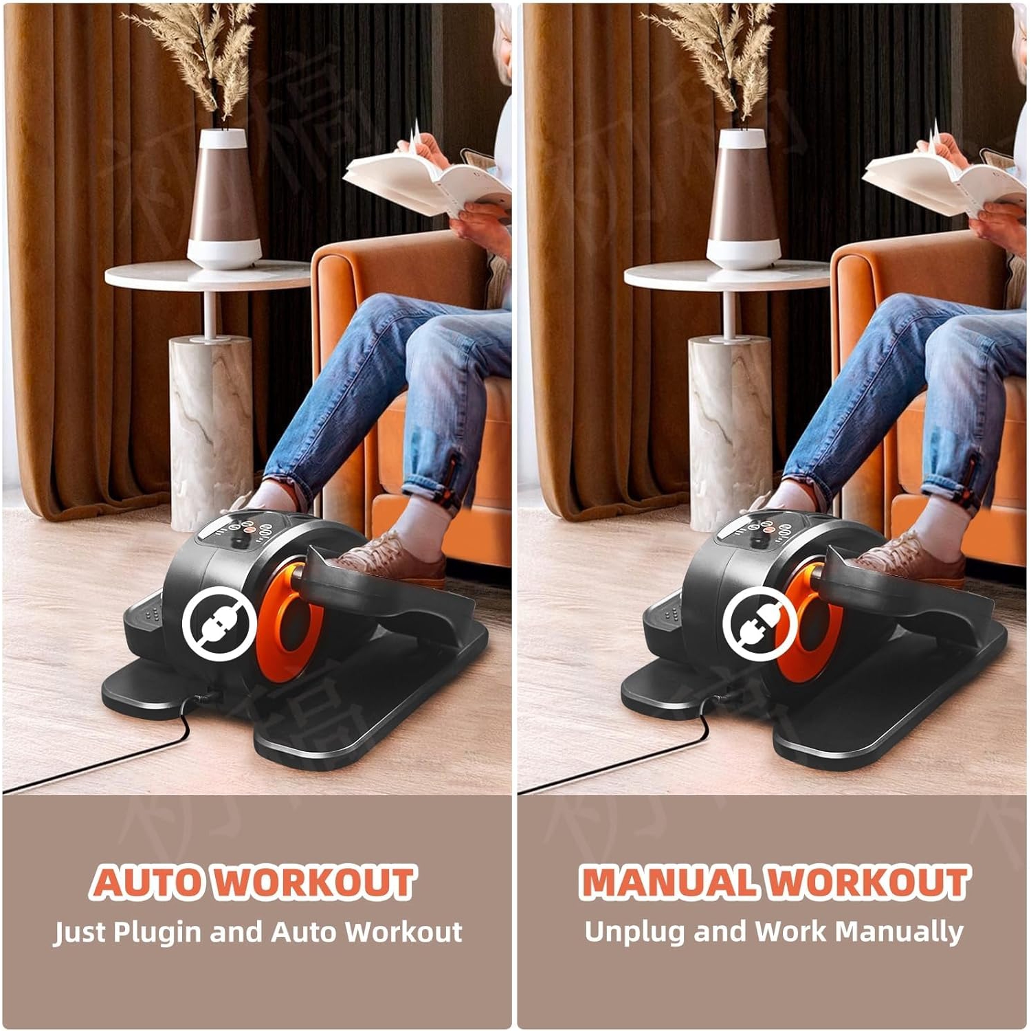 Appareil elliptique sous le bureau – Exerciseur électrique portatif pour les personnes âgées | Appareil elliptique compact assis avec télécommande et