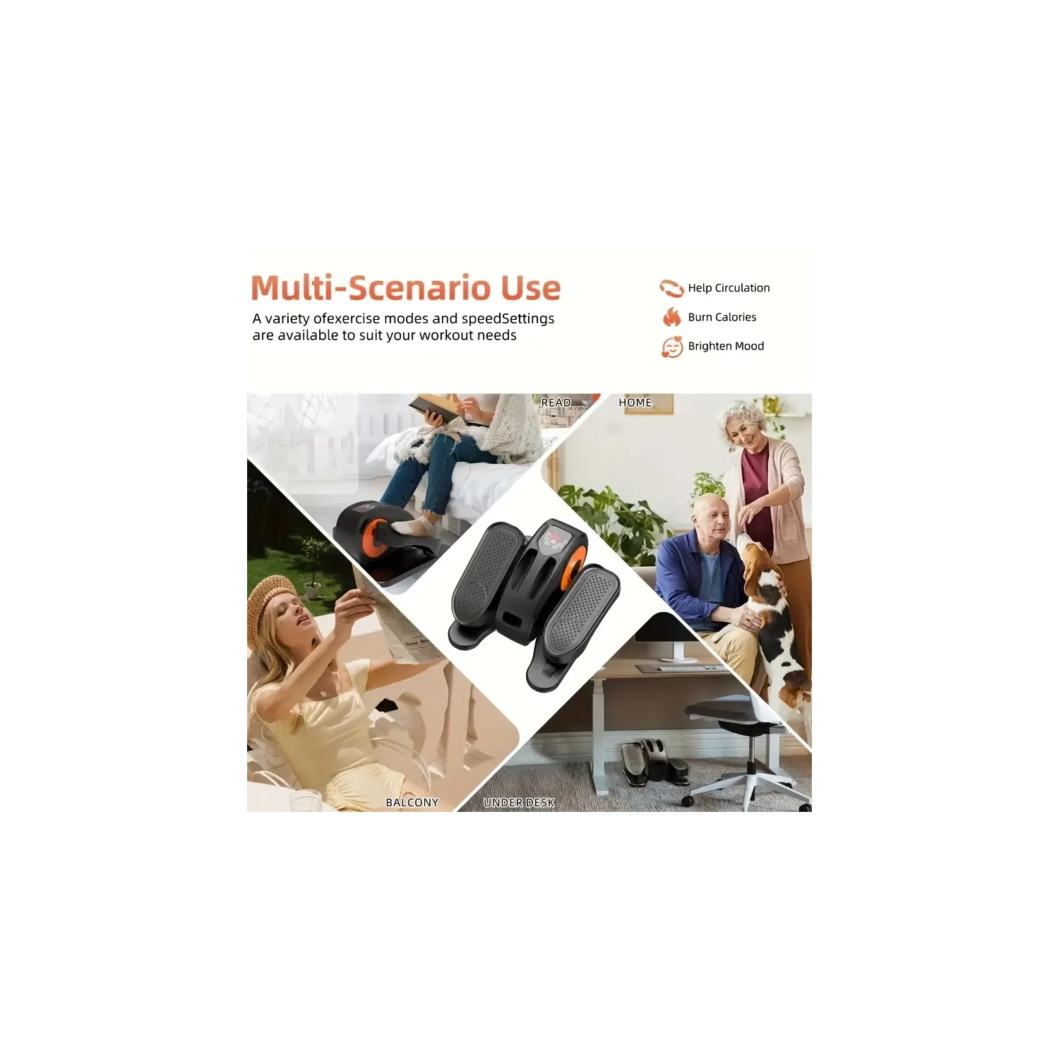 Appareil elliptique sous le bureau – Exerciseur électrique portatif pour les personnes âgées | Appareil elliptique compact assis avec télécommande et