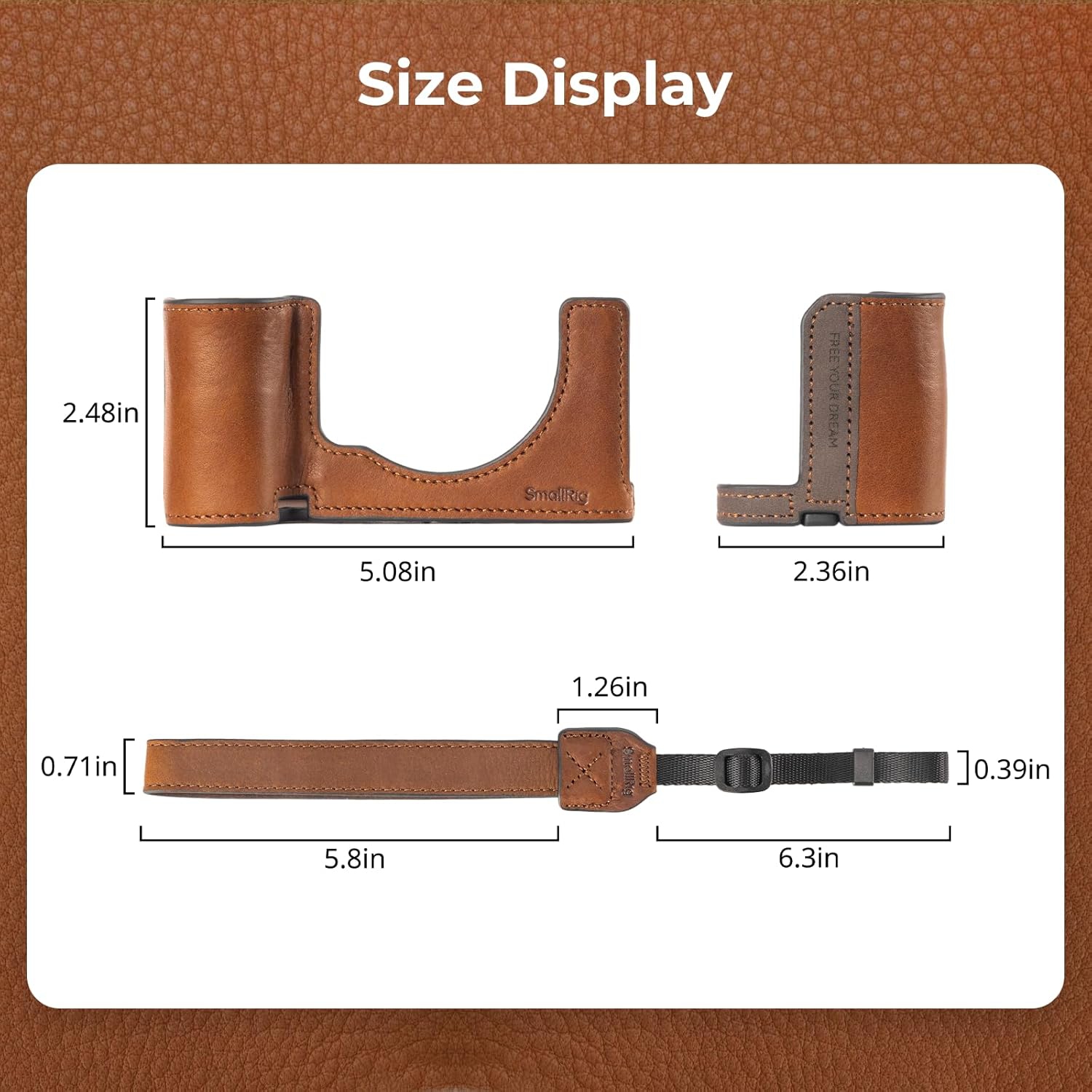 SmallRig A7C II / A7CR Camera Leather Case Kit for Sony Alpha 7C II/Alpha 7CR, Retro Style Leather Camera Half Case with Wrist Strap, Aluminum Alloy