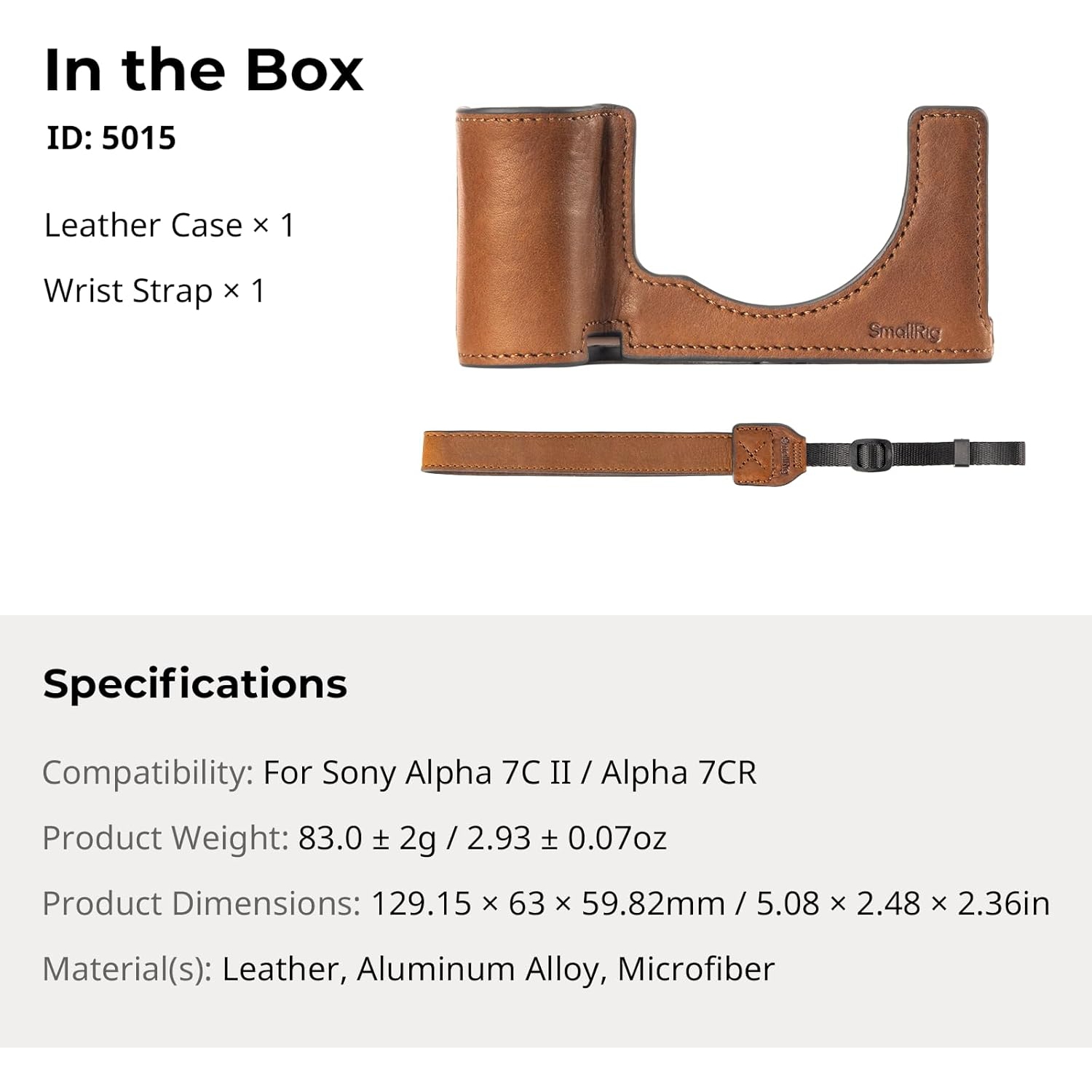 SmallRig A7C II / A7CR Camera Leather Case Kit for Sony Alpha 7C II/Alpha 7CR, Retro Style Leather Camera Half Case with Wrist Strap, Aluminum Alloy