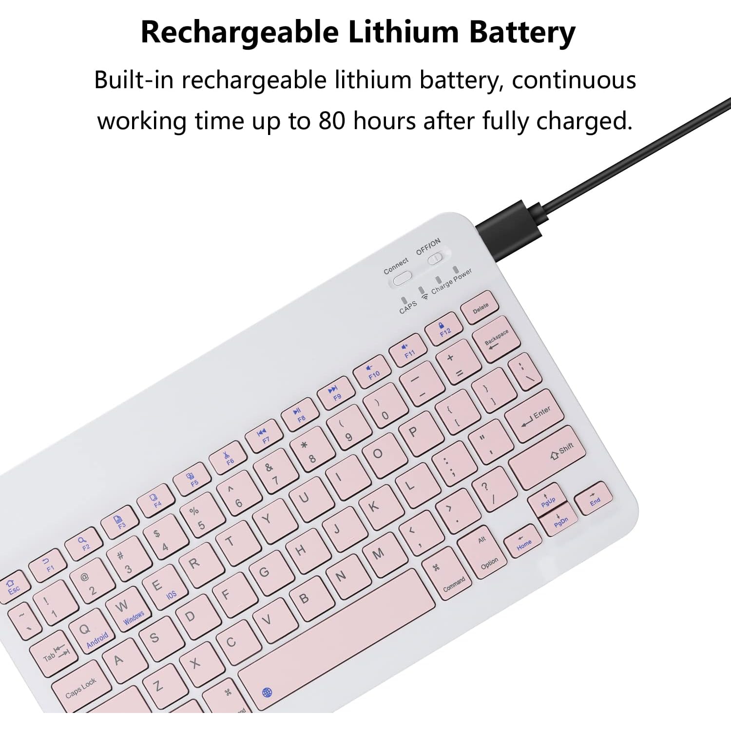 Ultra-Slim Rechargeable Bluetooth Keyboard Portable Wireless Keyboard for iPad A16 11th 10th Generation, iPad Pro iPad Air iPad mini iPhone, Android