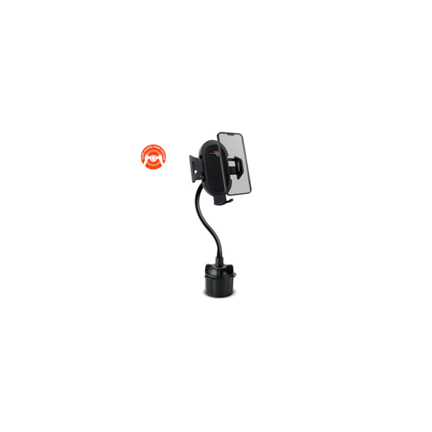 HyperGear Car Mount Universal Cup Holder Adjustable Grips Easy Release Button Adjustable Swivel Base Extends to 3.5In Wide 360 Degree Rotating Base - Black