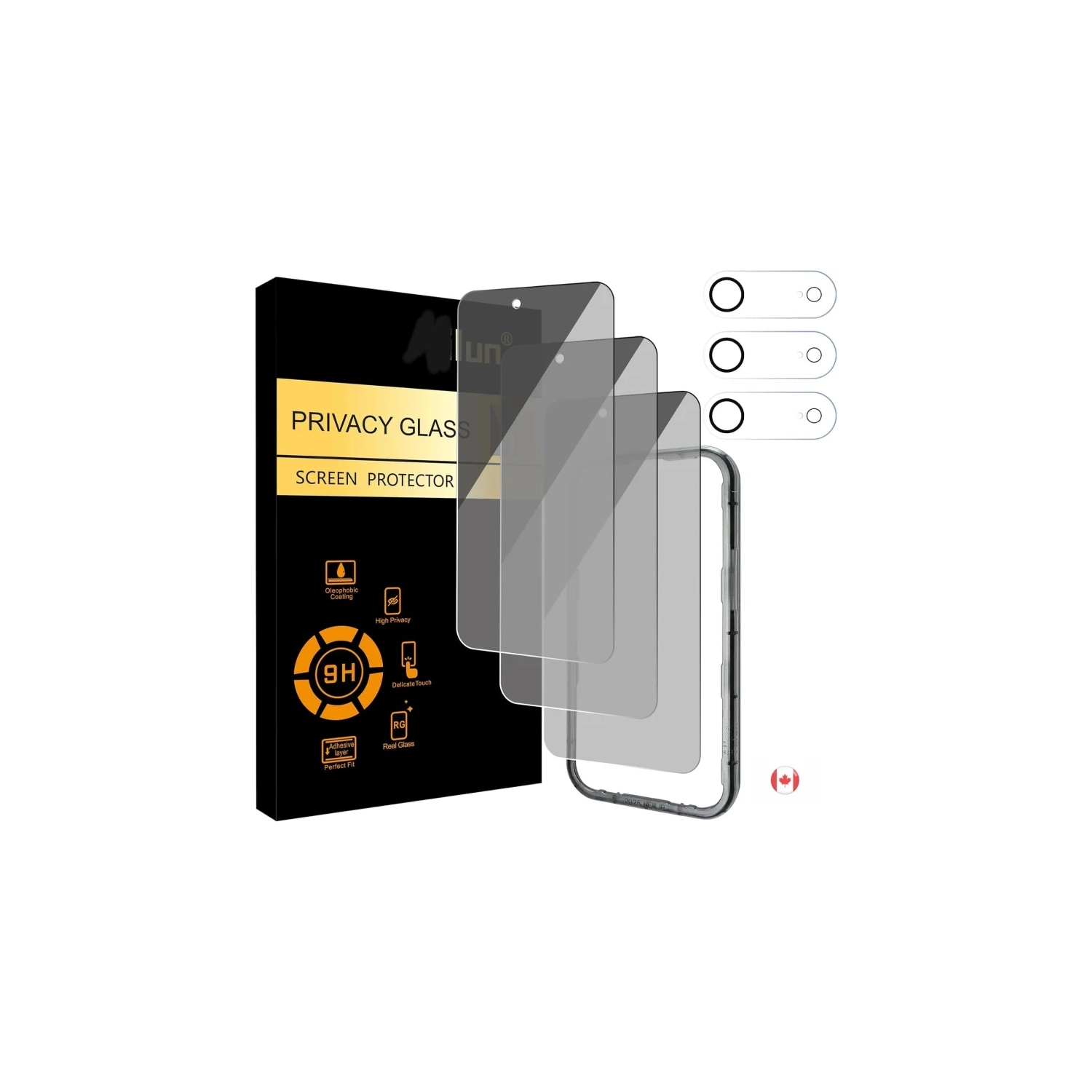 Paquet de 3 protecteurs d'écran de confidentialité pour iPhone Air + paquet de 3 protecteurs de lentille de caméra, compatible Dynamic Island, verre