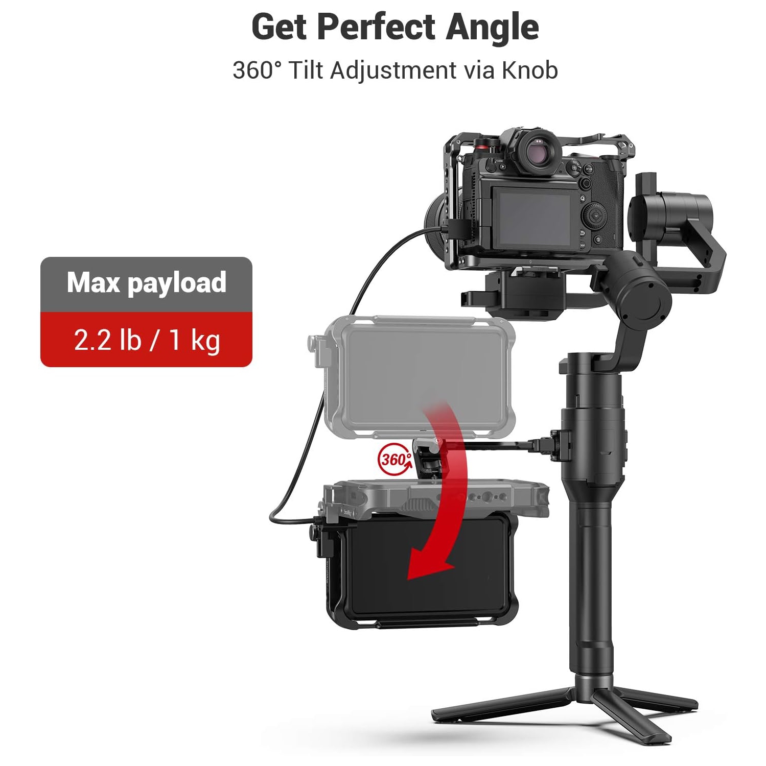 Support de moniteur de caméra réglable SMALLRIG pour Ronin-S/Ronin-SC et Crane 2S/Crane 3/3S/WEEBILL-S et MOZA AirCross 2 de DJI - 2889