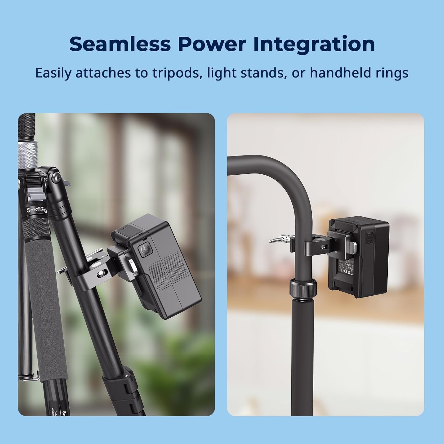 Serre-joint en V SMALLRIG, pince antidérapante 15-40&nbsp;mm, roulement de charge 1,5&nbsp;kg compatible avec plusieurs marques de batteries à