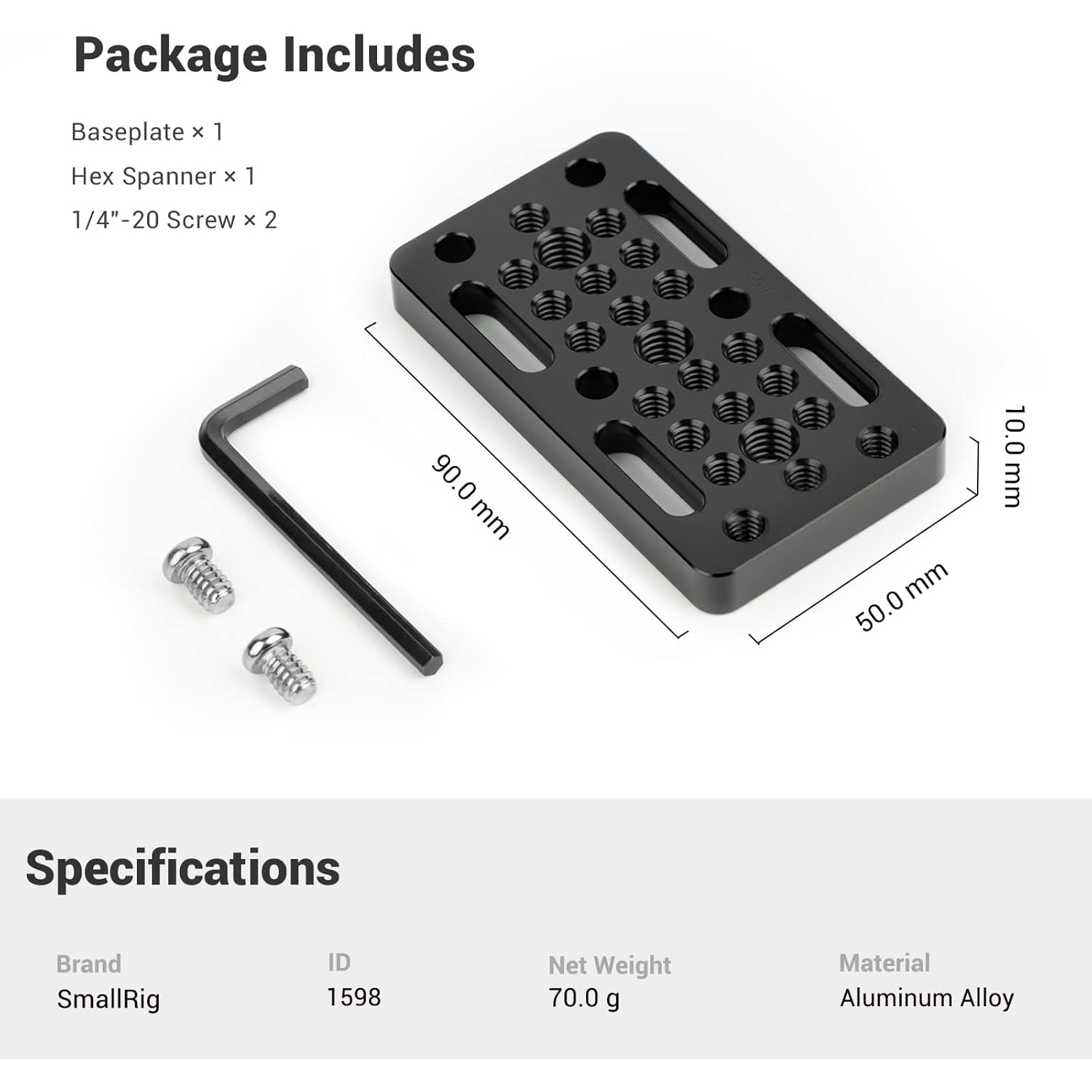 SmallRig Switching Plate Camera Easy Plate for Railblocks, Dovetails and Short Rods - Longer Version - 1598