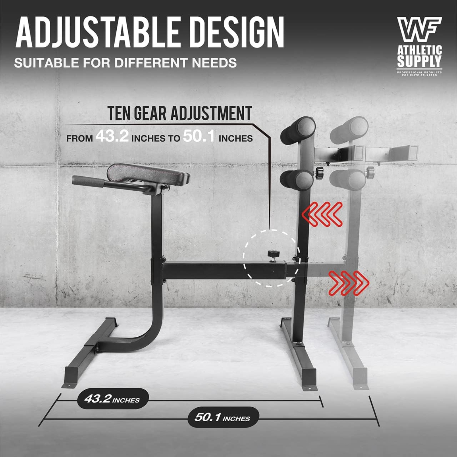 CAPHAUS Adjustable Hyperextension 90 Degree Strength Roman Chair with Handle