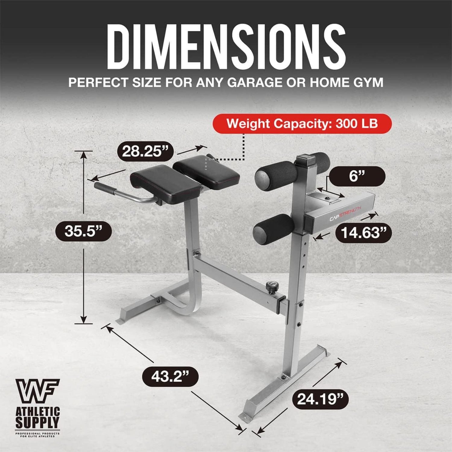CAPHAUS Adjustable Hyperextension 90 Degree Strength Roman Chair with Handle