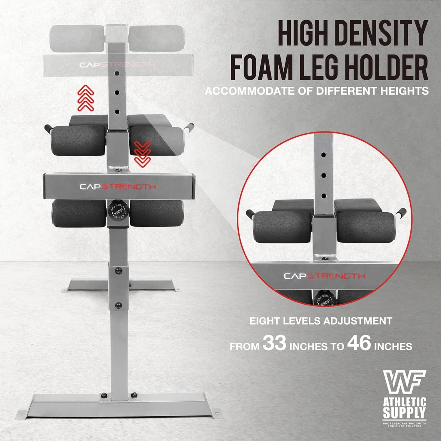 CAPHAUS Adjustable Hyperextension 90 Degree Strength Roman Chair with Handle