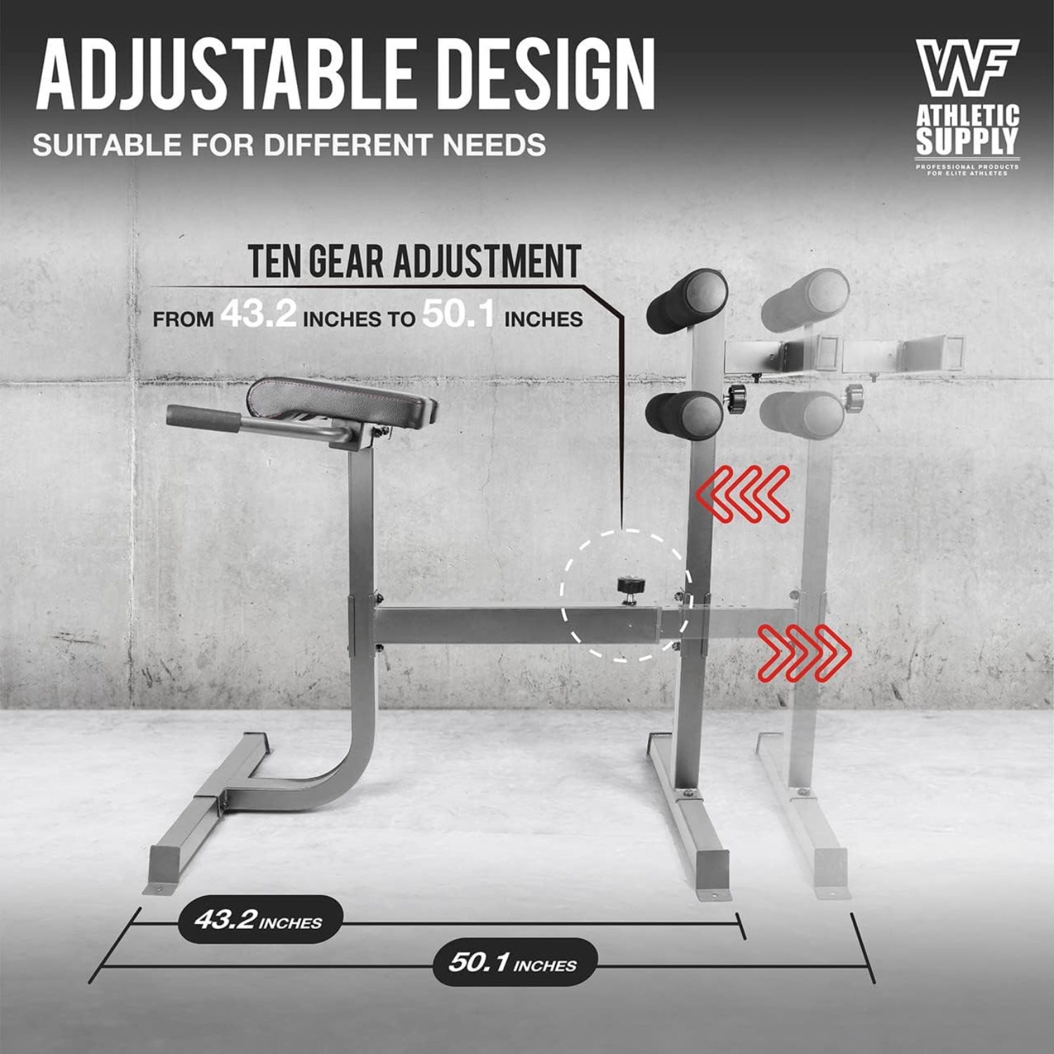 CAPHAUS Adjustable Hyperextension 90 Degree Strength Roman Chair with Handle