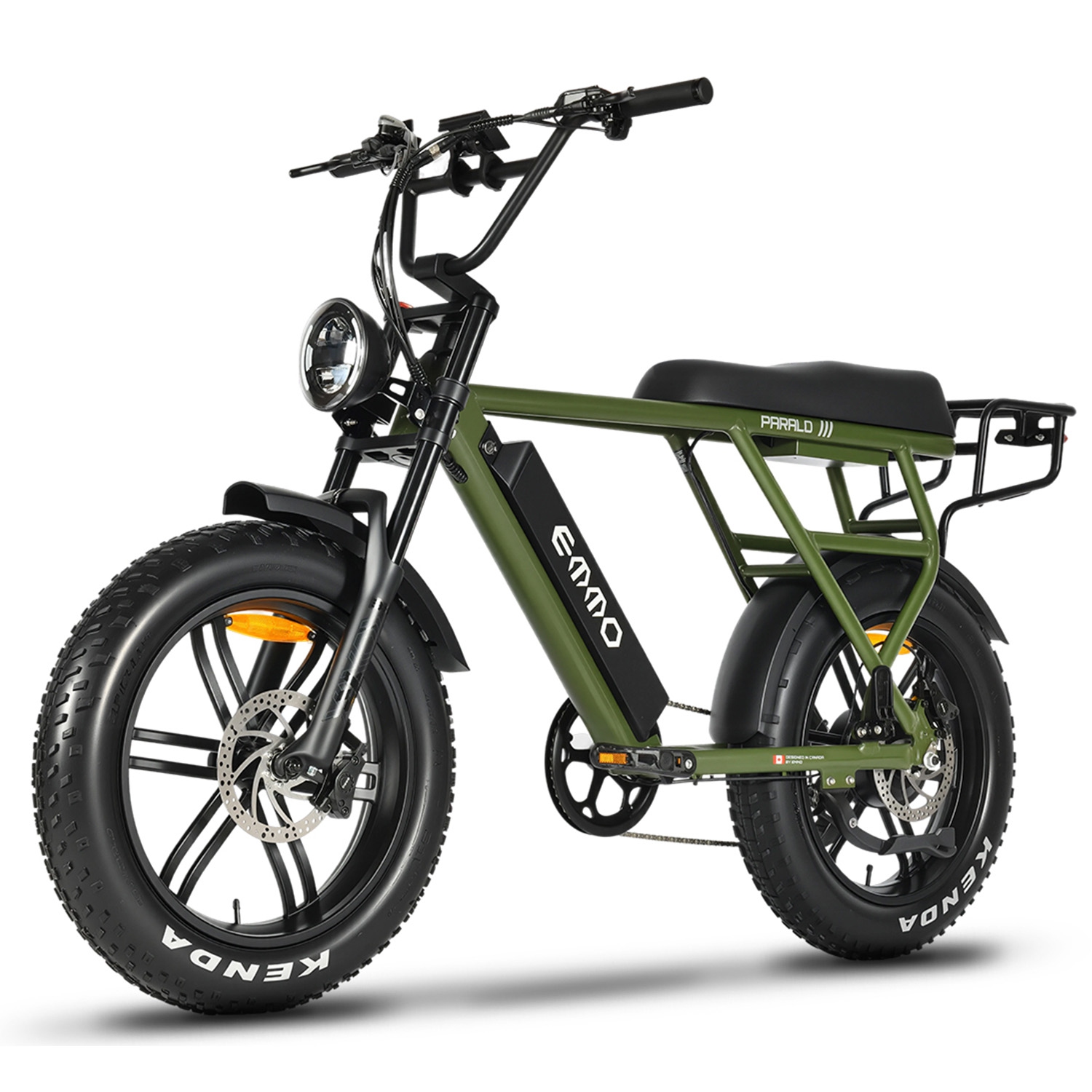 EMMO Paralo Electric Fat Tire Bicycle - Moped Style E Bike UL Certified Scooter for Two 48V 750W - Green - Color Display w/ Navigation