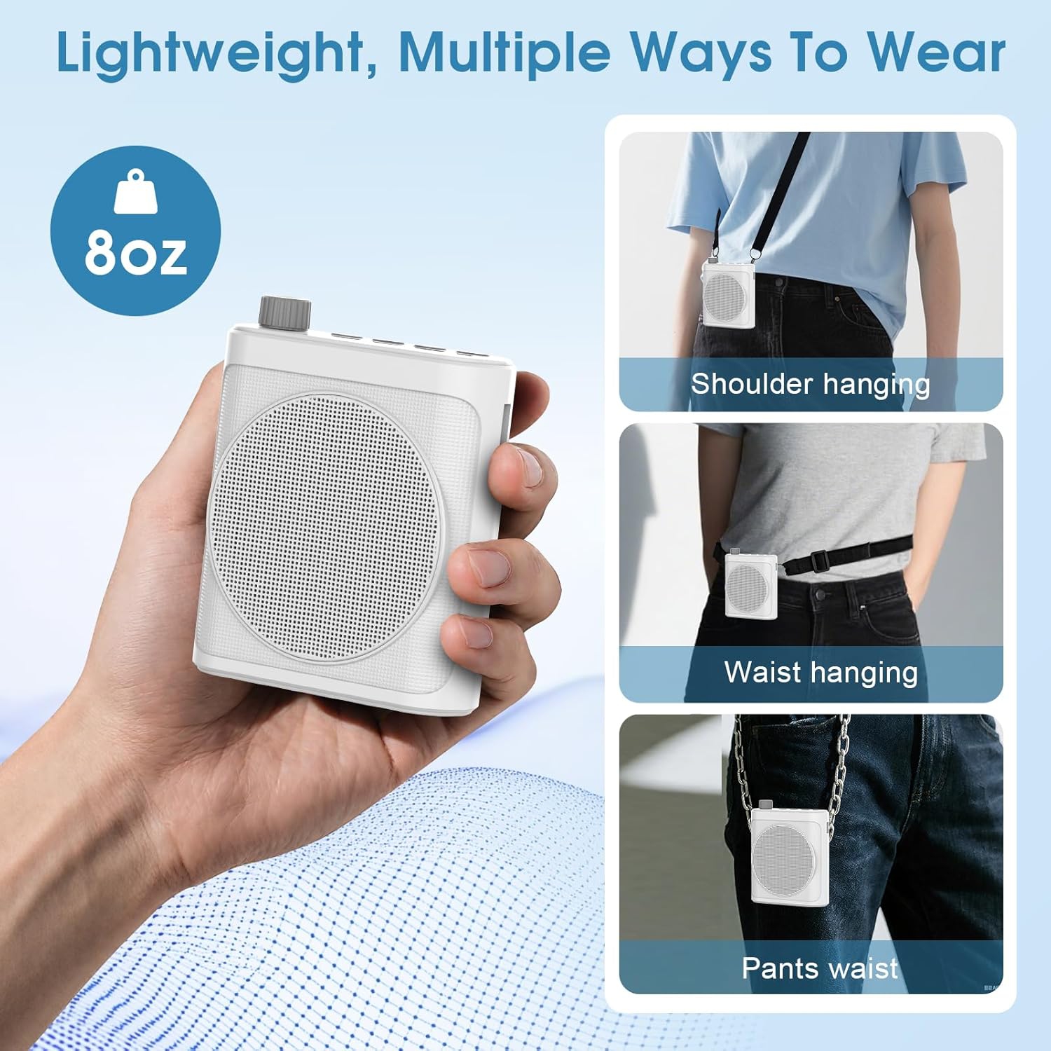 Amplificateur vocal sans fil avec 2 micros-cravates magnétiques et réduction du bruit, système de sonorisation Bluetooth 5,3 pour Teachers Tour Guide