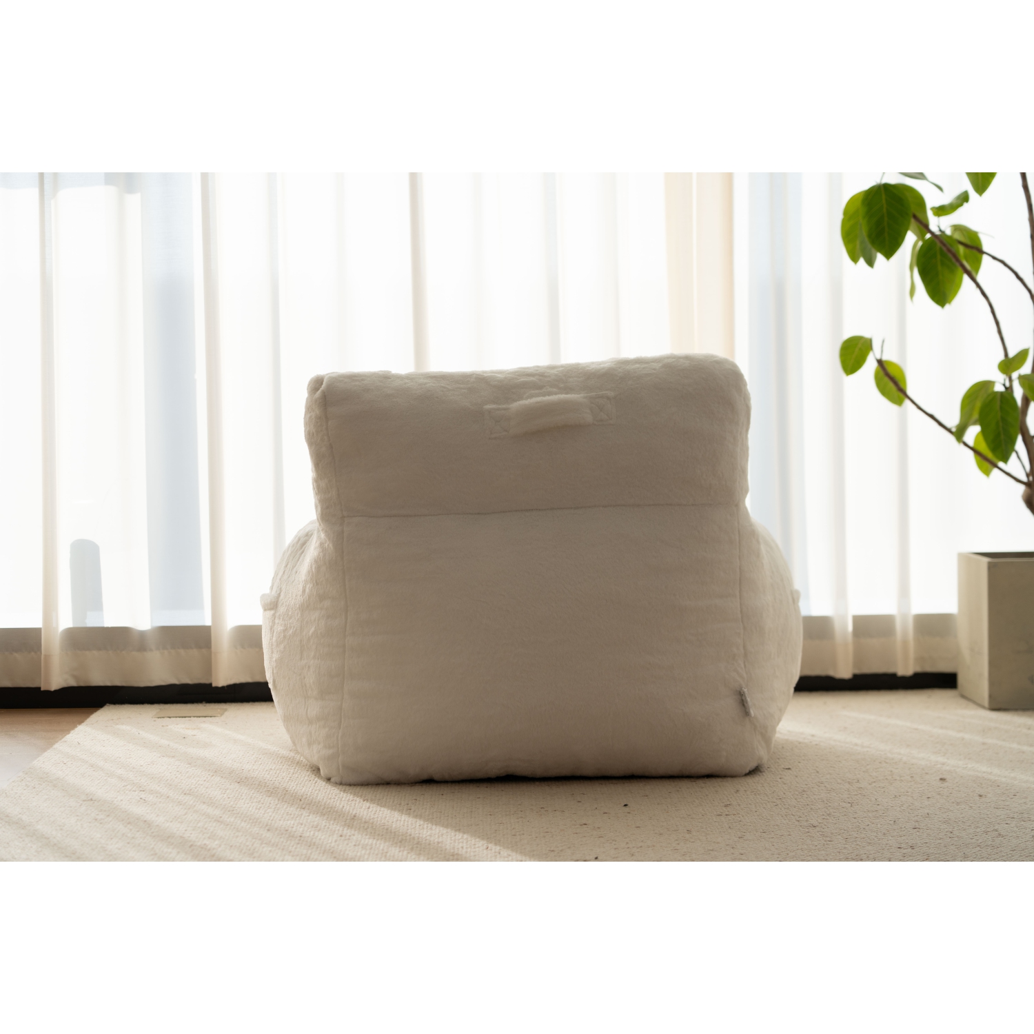 Blex Bean Bag Sofa Chair – Soft Faux Fur Cover High-Density Foam Filling Comfortable Floor Seat for Gaming Reading & Watching TV - White