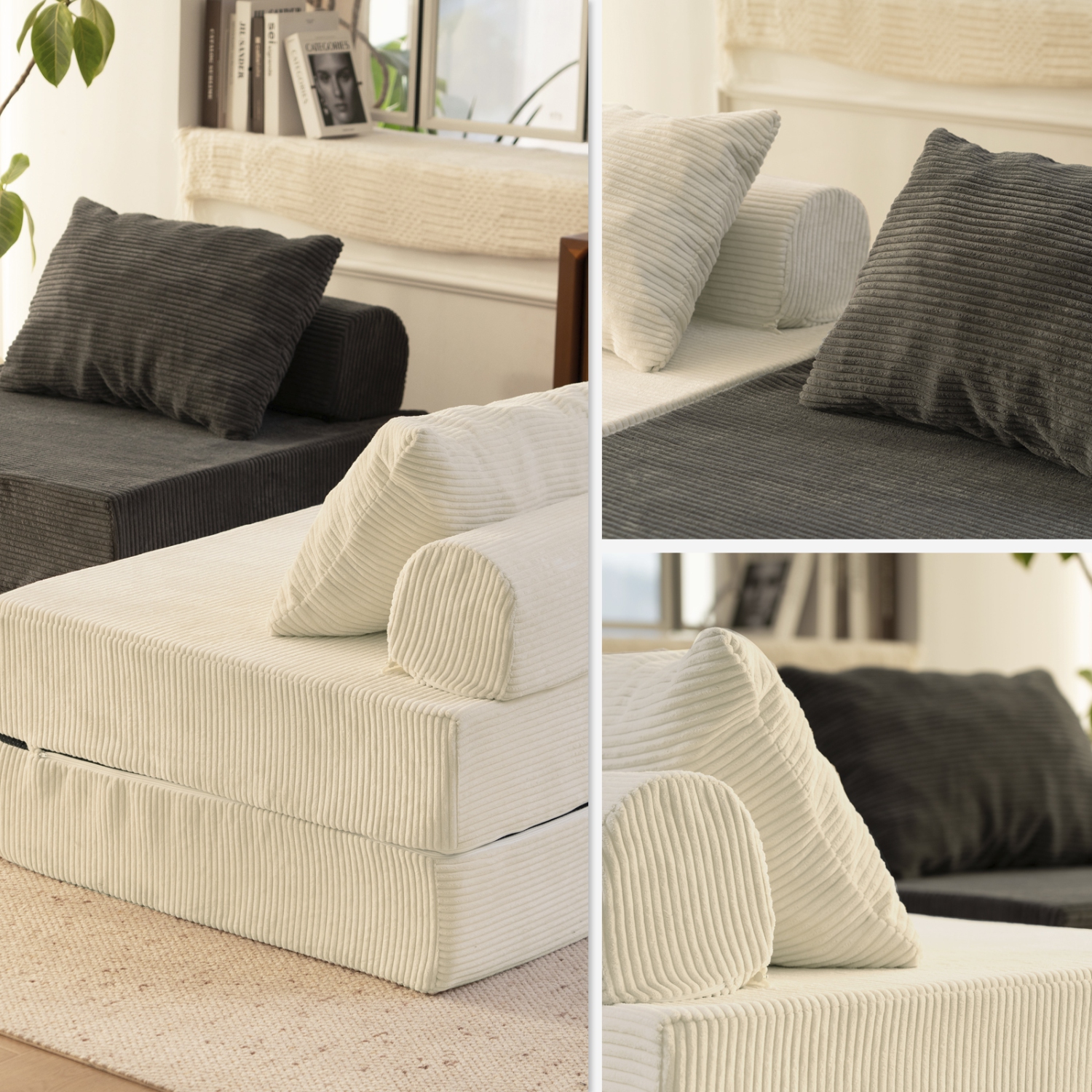 Canapé-lit de sol combiné Free de Blex – Canapé-lit pliant convertible | Fauteuil en mousse sans accoudoirs avec oreiller pour salon et chambre à