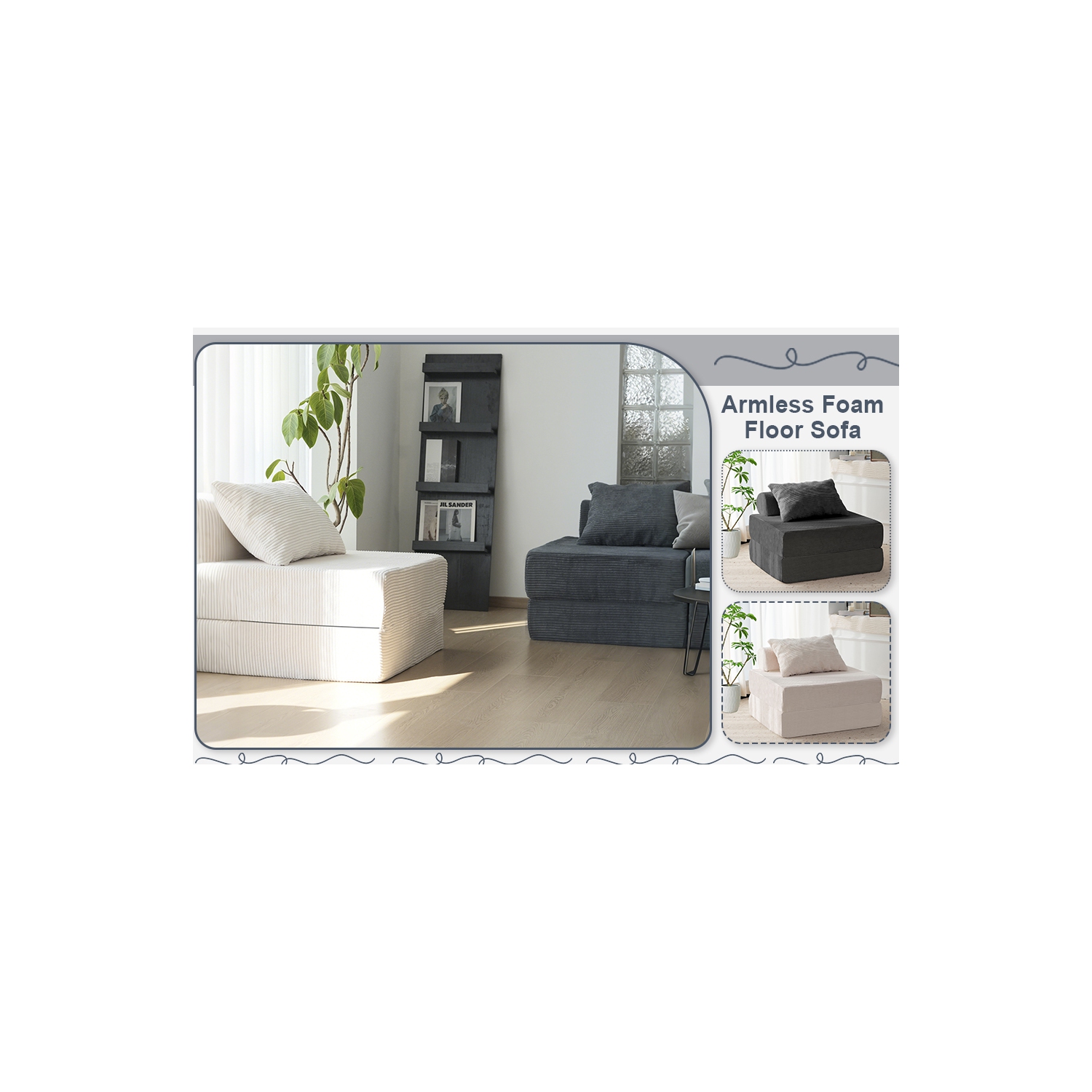Canapé-lit de sol combiné Free de Blex – Canapé-lit pliant convertible| Fauteuil en mousse sans accoudoirs avec oreiller pour salon et chambre à