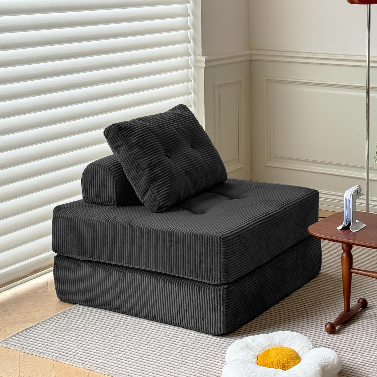 Canapé-lit de sol combiné Free de Blex – Canapé-lit pliant convertible| Fauteuil en mousse sans accoudoirs avec oreiller pour salon et chambre à