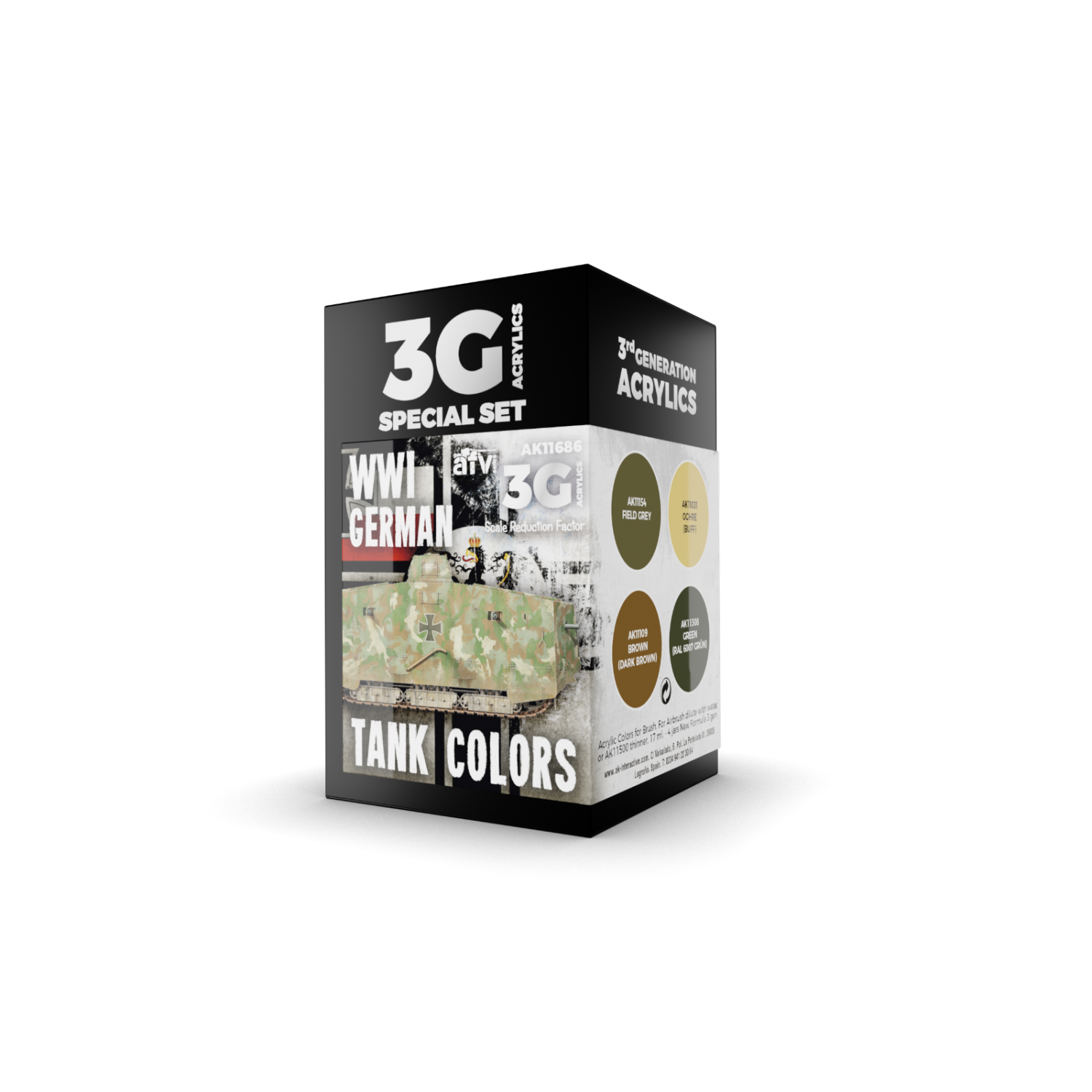 AK Interactive 3G WWI, couleurs de réservoir allemand Nouveau