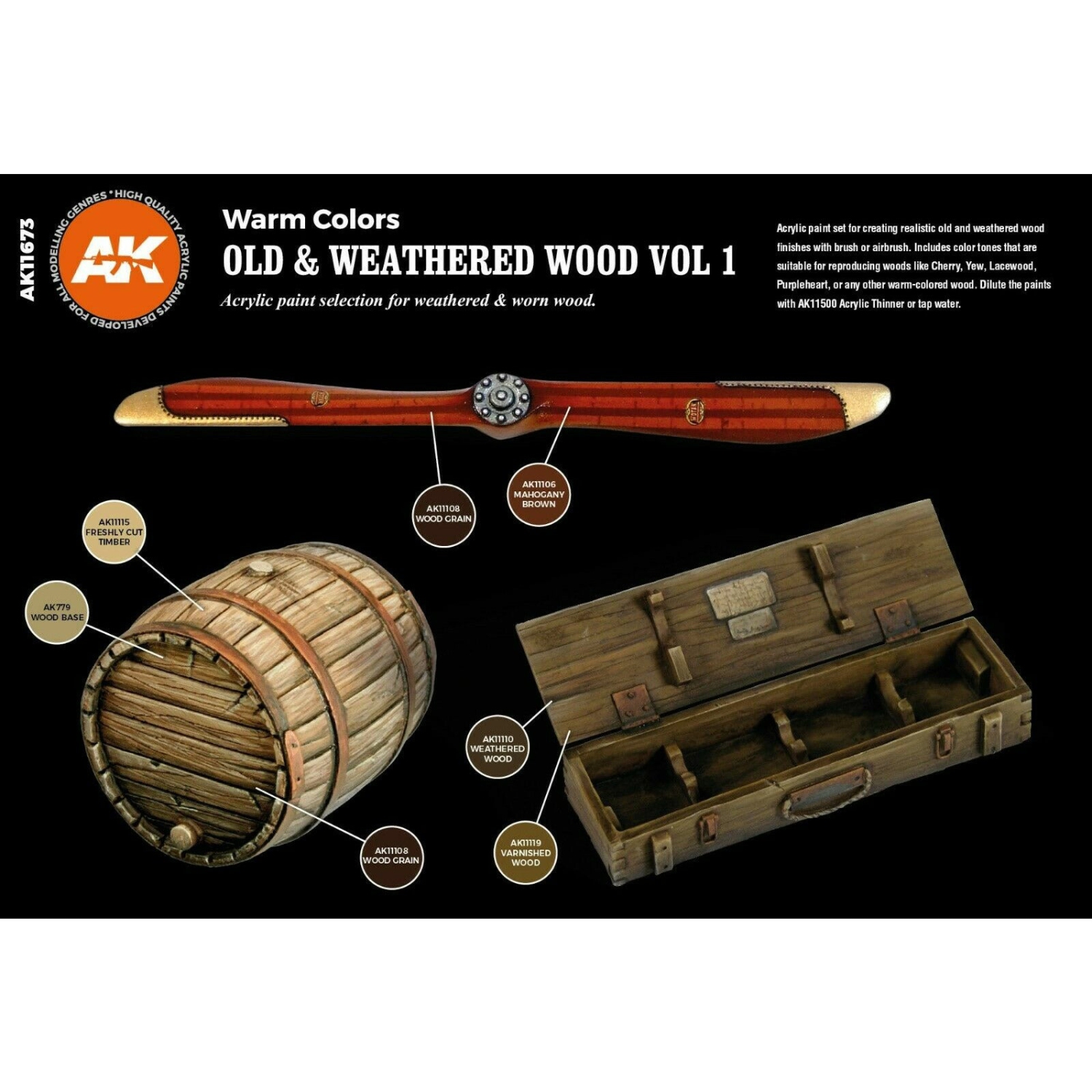 AK Interactive 3G Old & Weathered Wood Vol 1 Nouveau