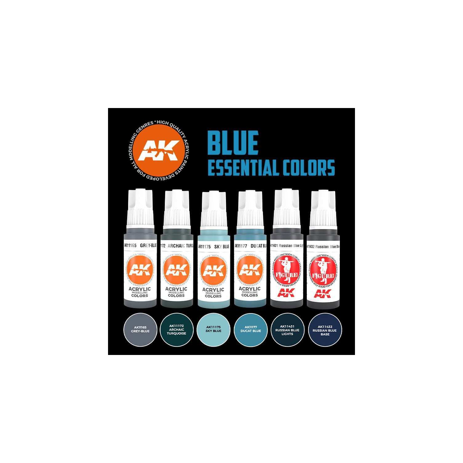 Couleurs essentielles AK Interactive 3G - Bleu Set Nouveau
