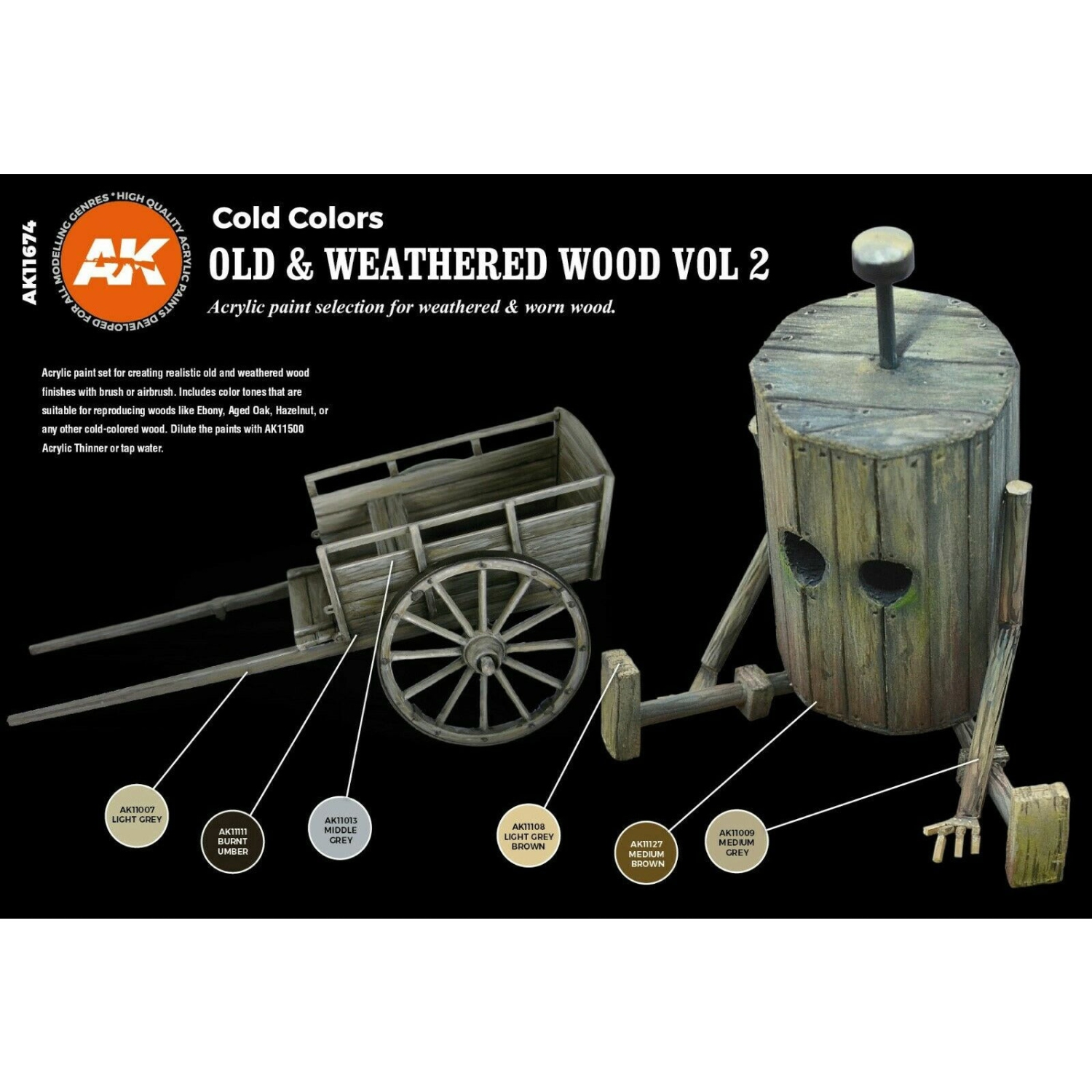 AK Interactive 3G Old & Weathered Wood Vol 2 Nouveau