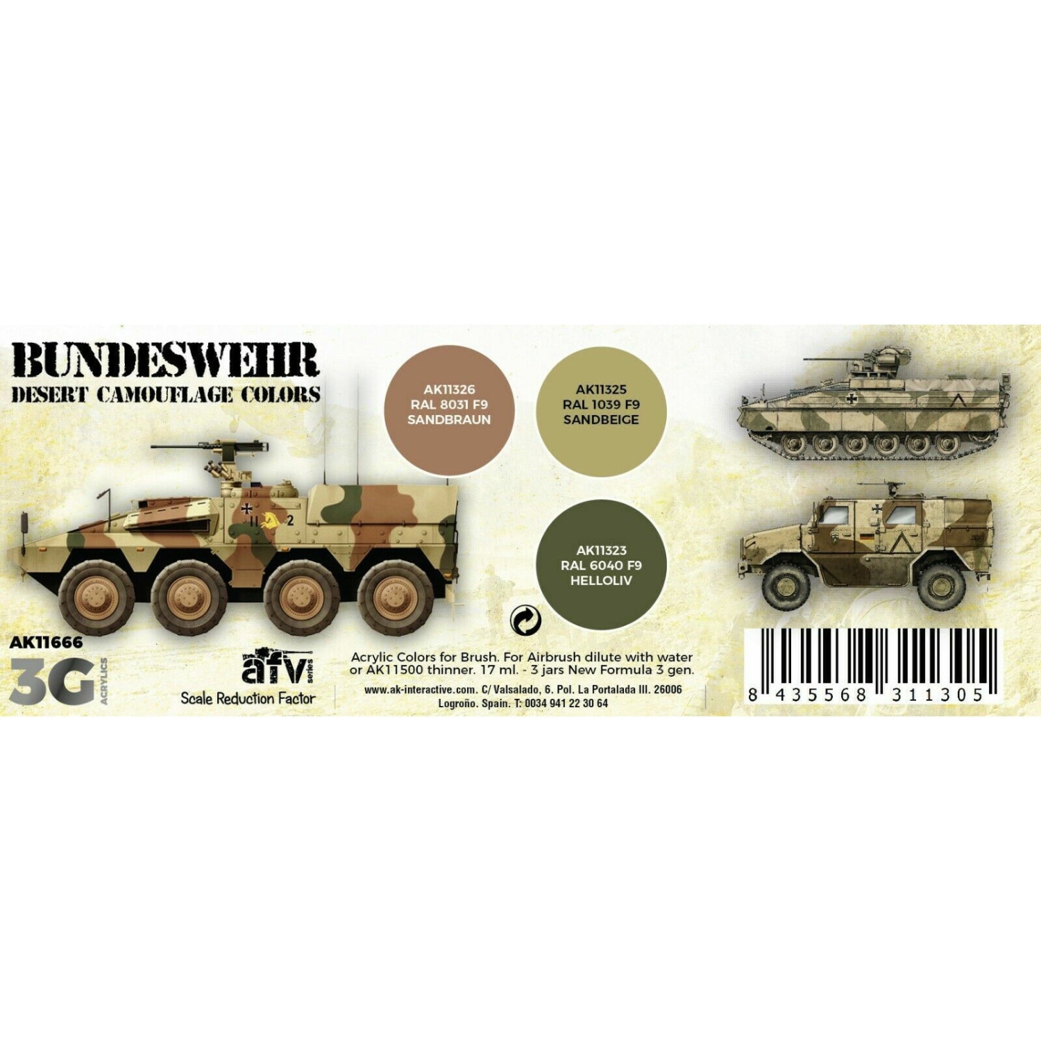 AK Interactive 3G Bundeswehr Desert Colors New