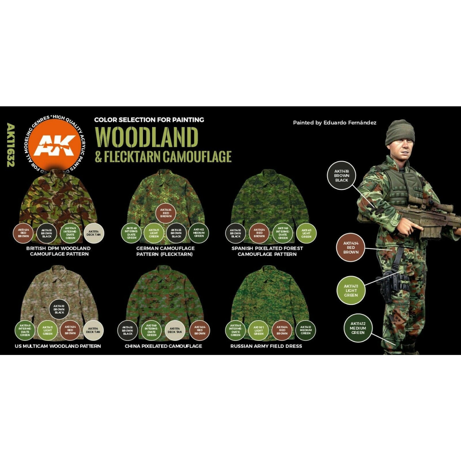 AK Interactive 3G Modern Woodland And Flecktarn Camouflages New