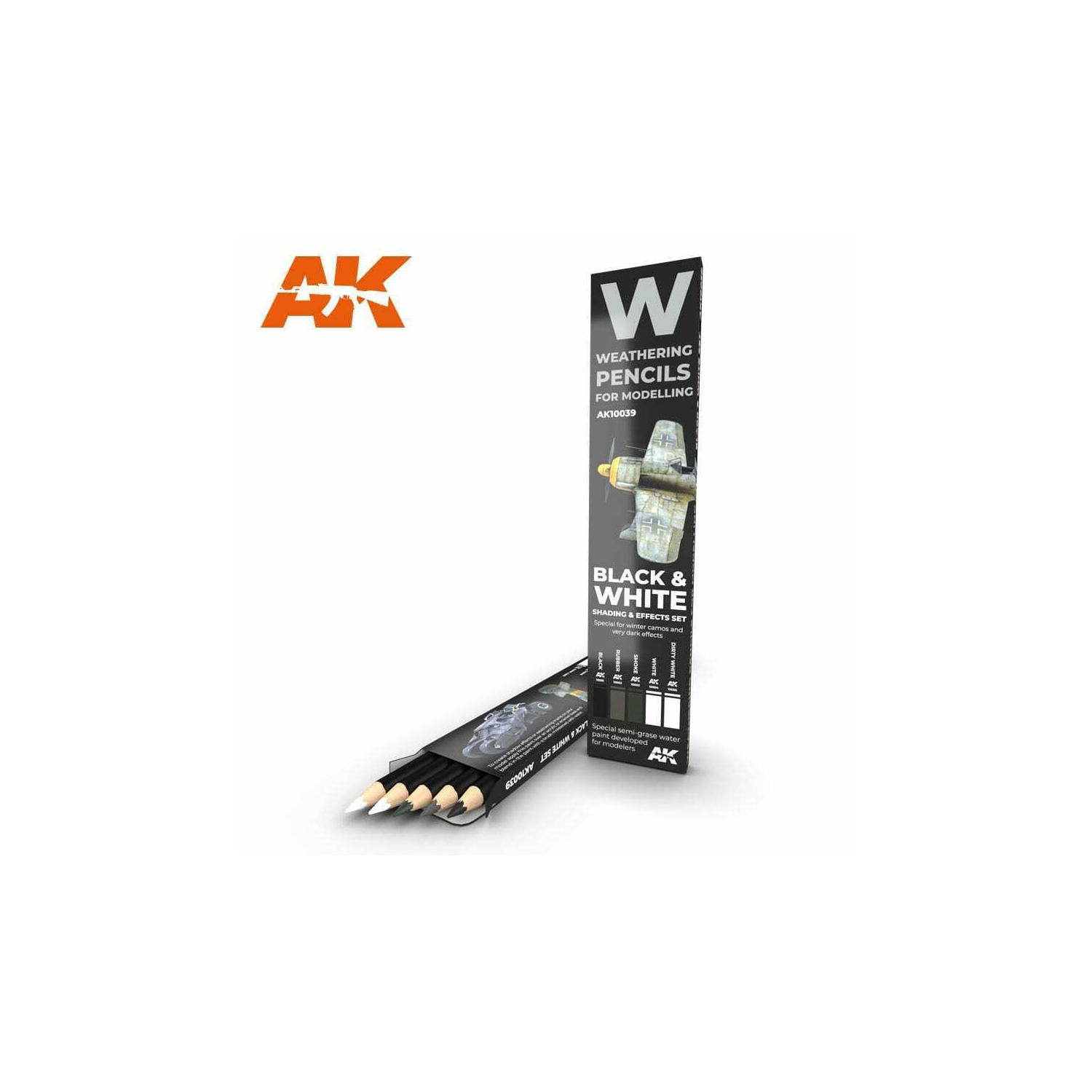 AK Interactive Watercolor Pencil Set Black And White New