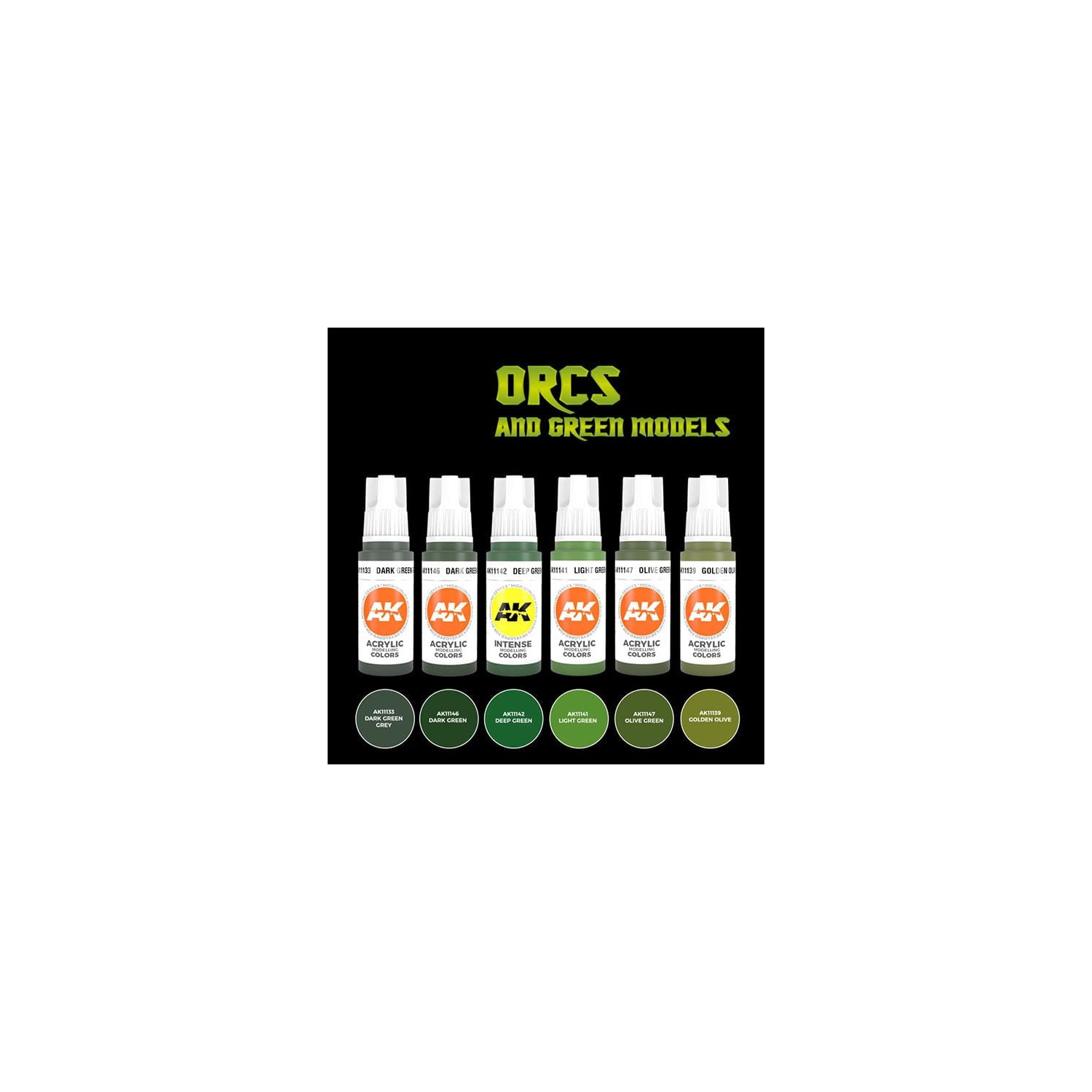 AK Interactive - Orcs and Green Models Acrylic Paint Set New