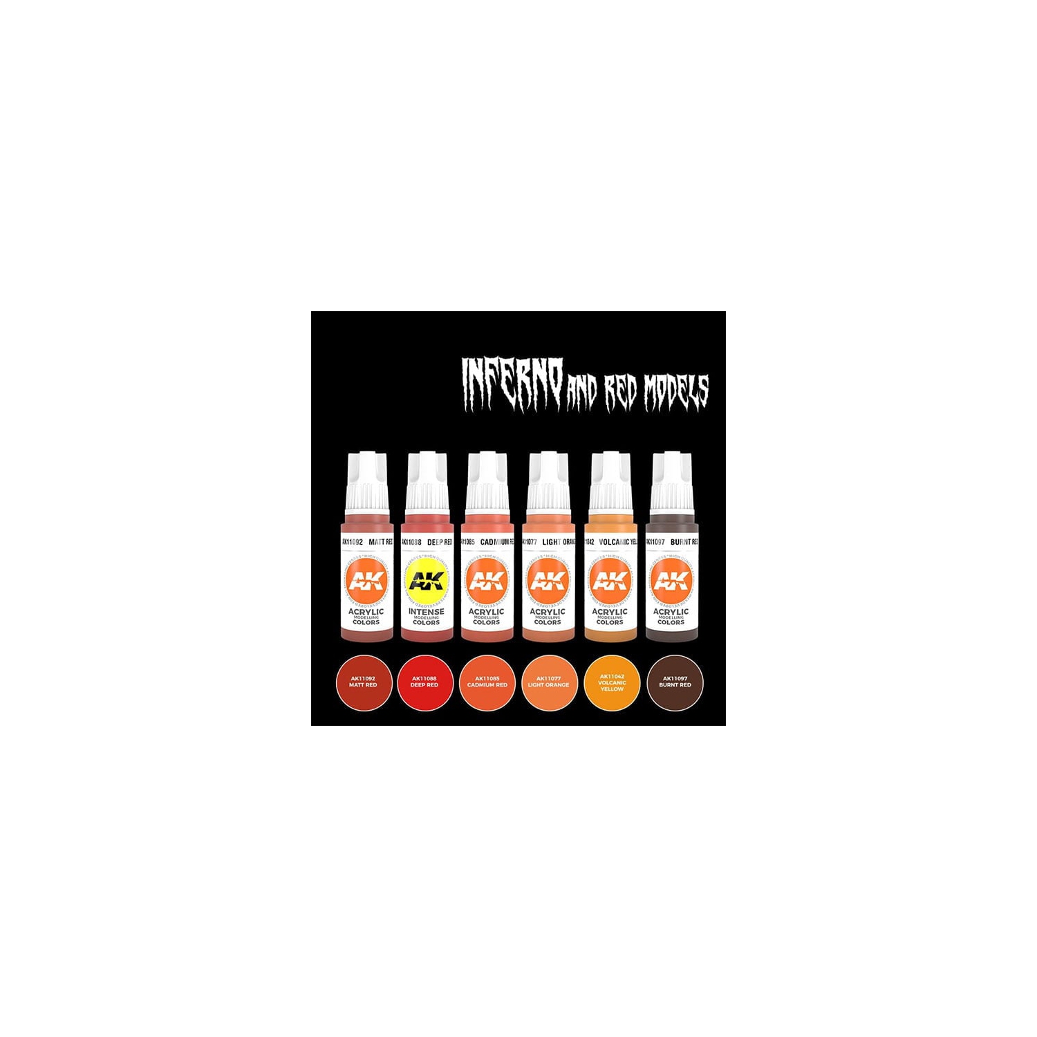AK Interactive - Inferno and Red Models Acrylic Paint Set New