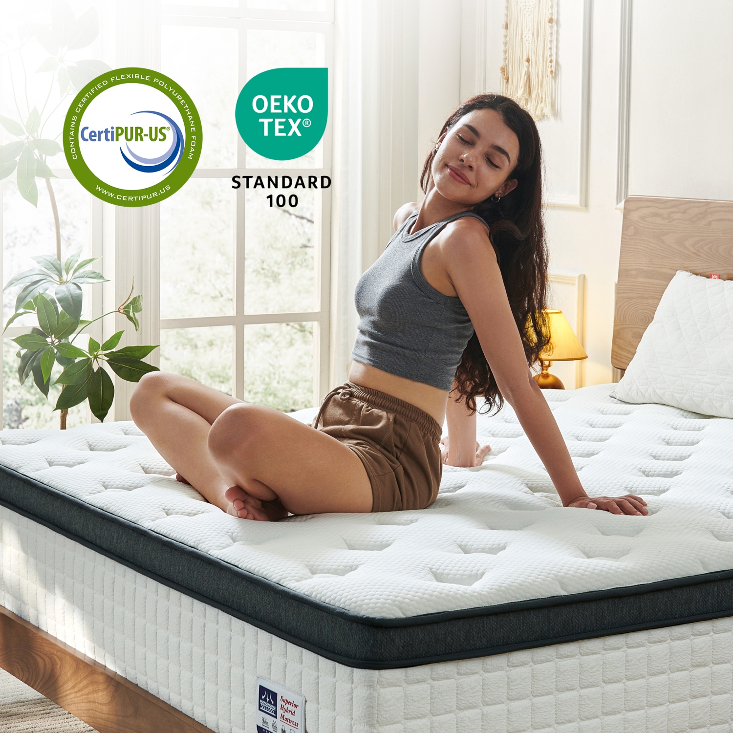 Vumece 12 Inch Queen Size Hybrid Mattress in a Box with Pocketed Spring & Gel Memory Foam for Support, Pressure Relief, Reinforced Edge, CertiPUR-US