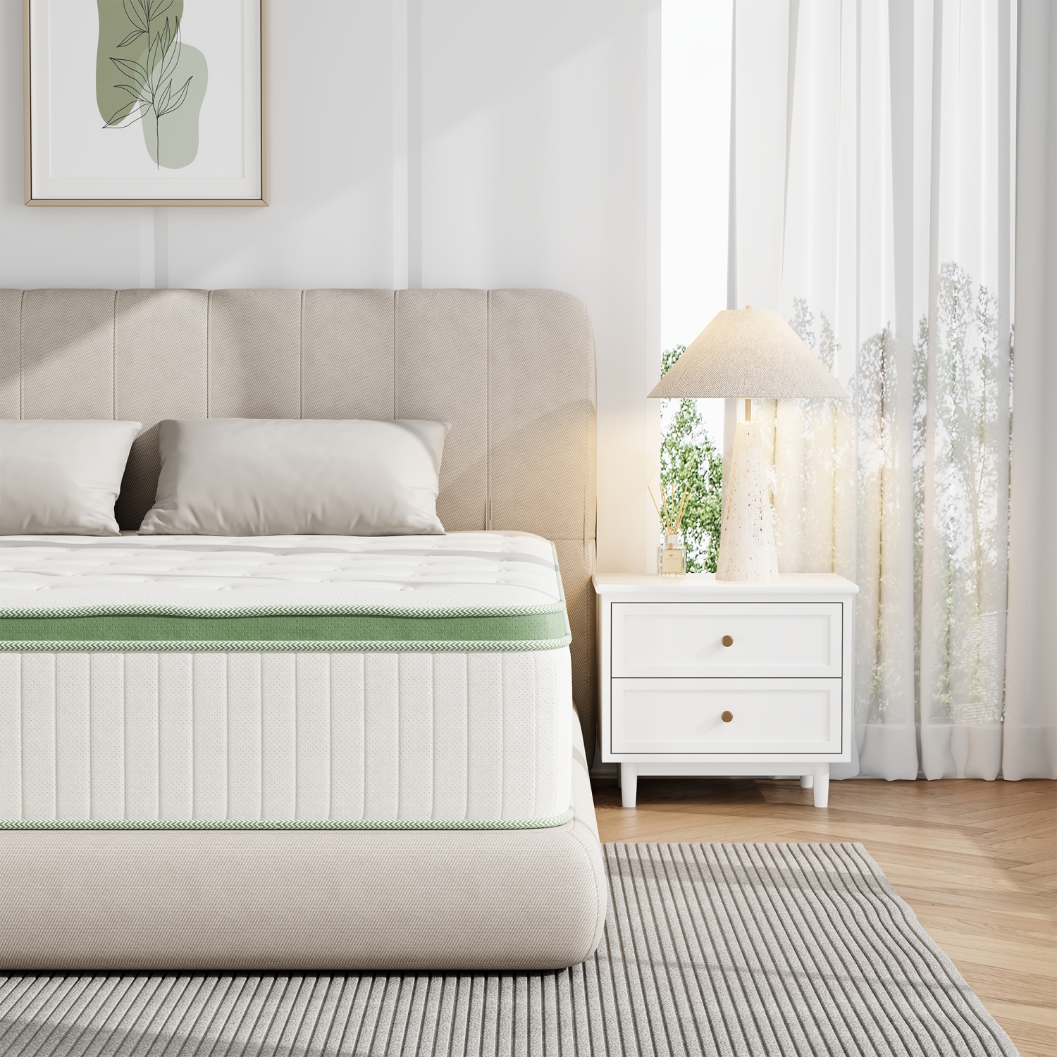 Vumece 12" Queen Size Medium Memory Foam Hybrid Mattress in a Box, Individually Pocketed Innerspring, Euro Top, CertiPUR-US