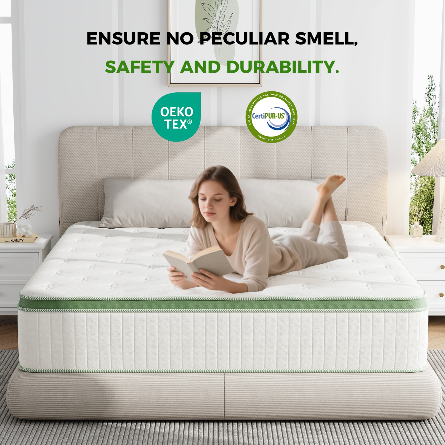 Vumece 12" Queen Size Medium Memory Foam Hybrid Mattress in a Box, Individually Pocketed Innerspring, Euro Top, CertiPUR-US
