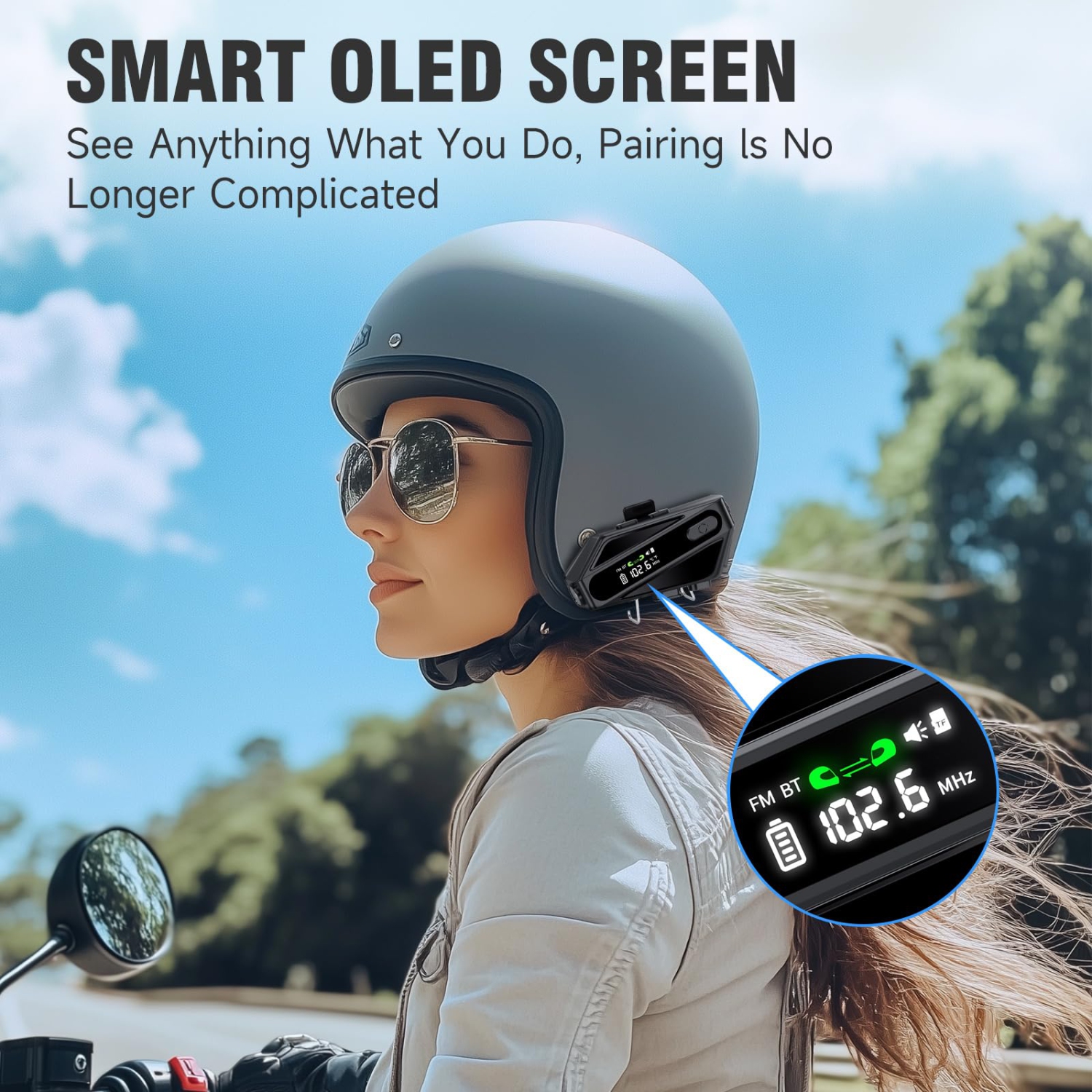 Casque de moto Casque Bluetooth, haut-parleurs de casque avec 2 micros, interphone Musique d'appel mains libres Réveil Siri, adapté au ski de