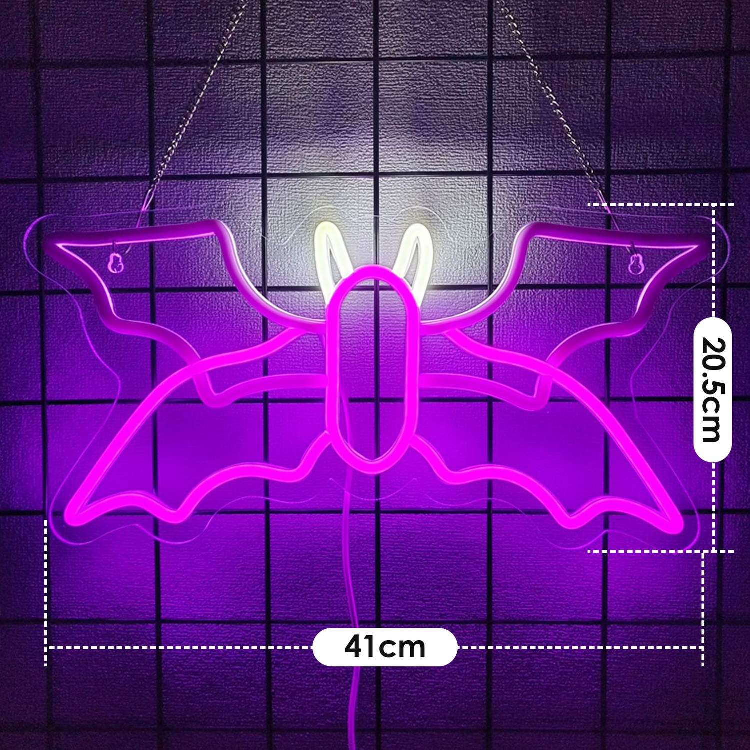 Lumières néon d'Halloween, décoration murale de chauve-souris LED, convient aux murs intérieurs, aux fenêtres et aux vérandas