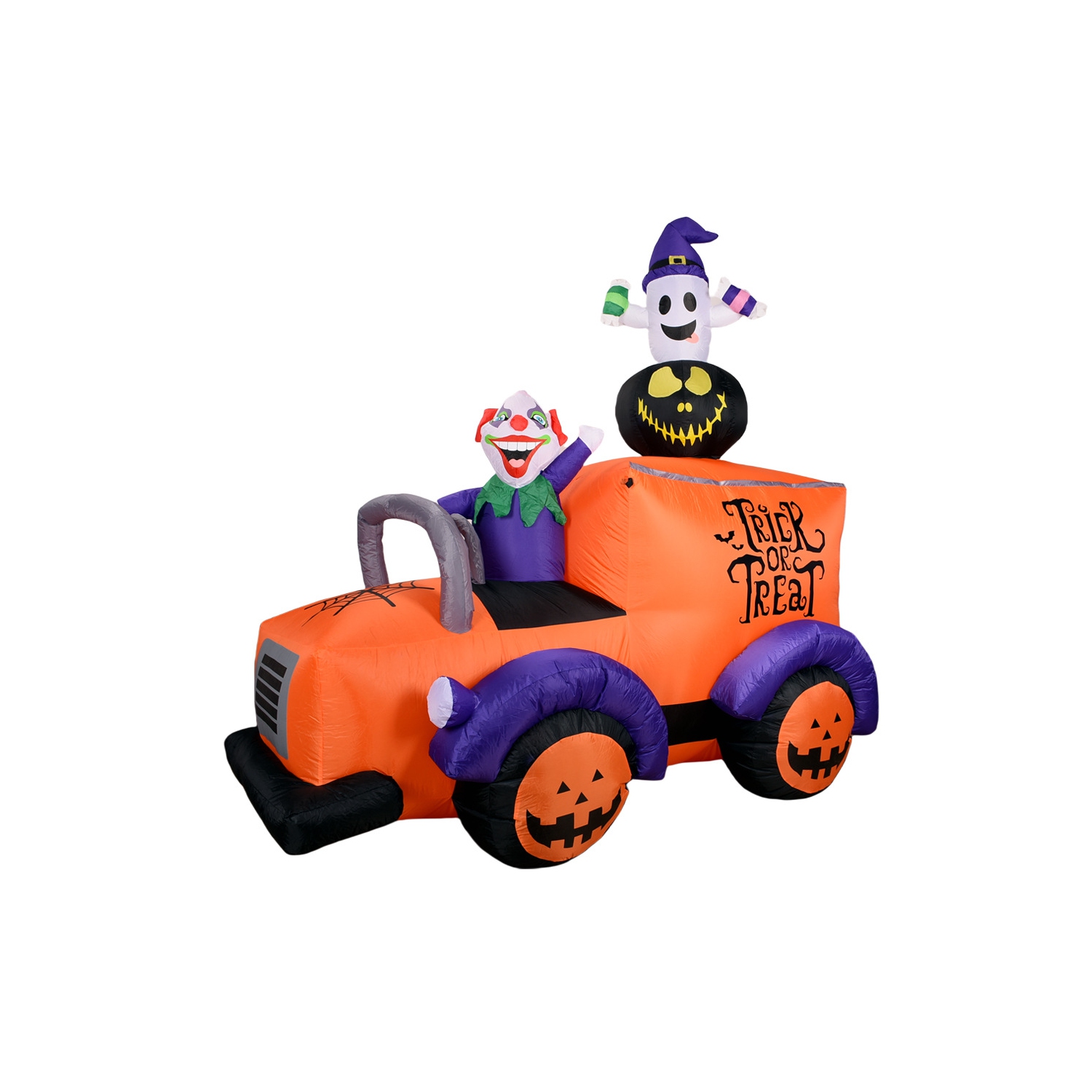 7.2ft Inflatable Halloween Truck, Clown Driving Truck with Ghosts and Exploding Pumpkin Halloween Decorations, Built-In LED, for Yard Party