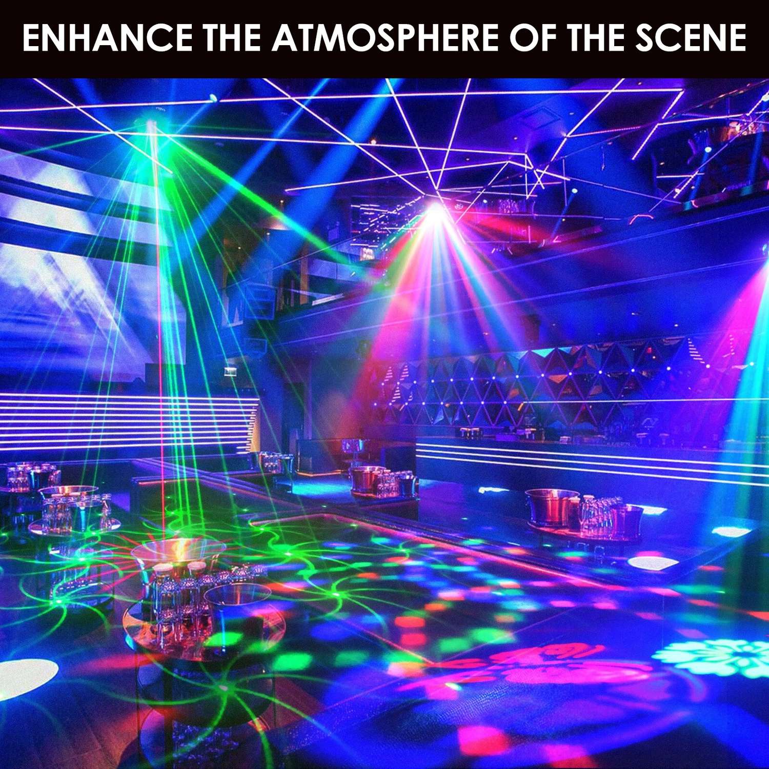 Balle LED, platine lumineuse 5-en-1 colorée, lampe d'ambiance et lampe à motif convenant à la scène KTV, à l'Halloween et à Noël