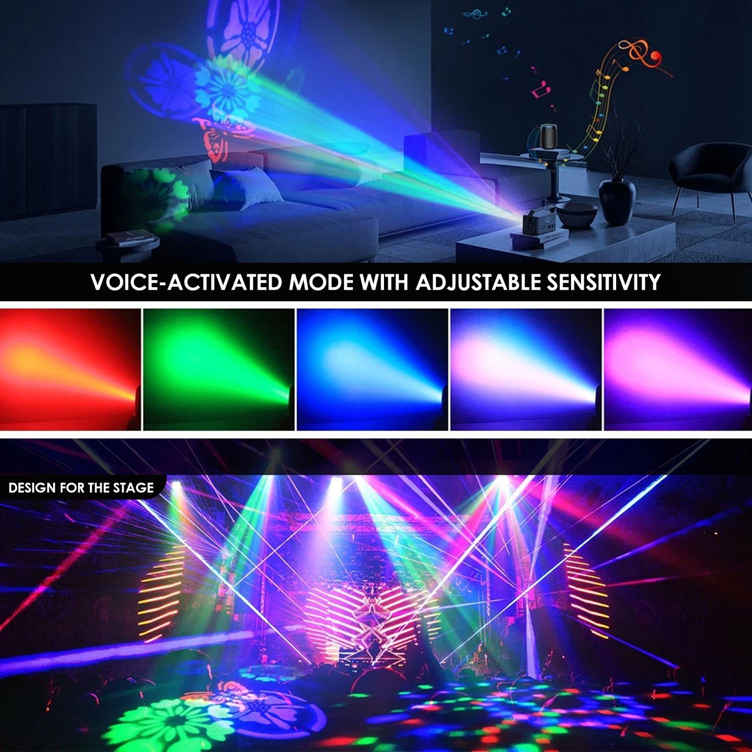 Balle LED, platine lumineuse 5-en-1 colorée, lampe d'ambiance et lampe à motif convenant à la scène KTV, à l'Halloween et à Noël