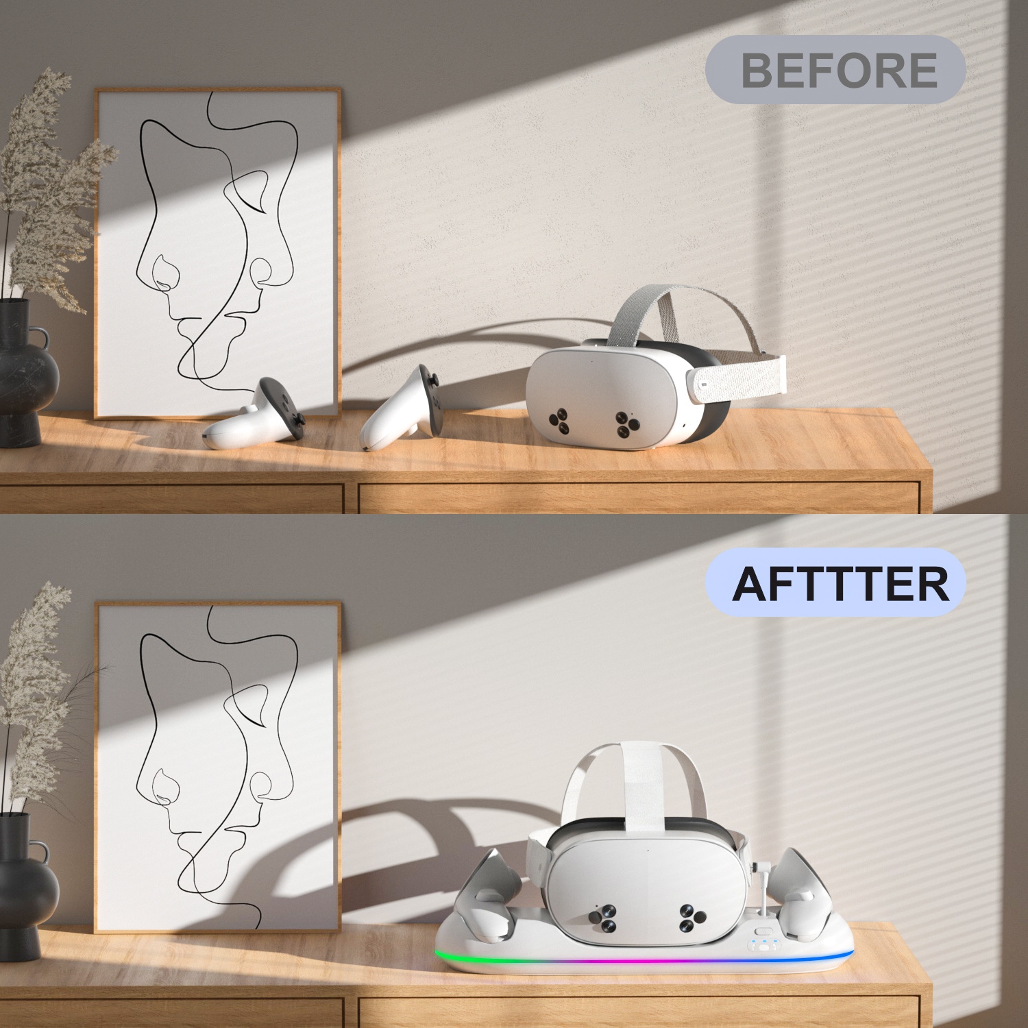 Nouvelle station de recharge Meta Quest 2/3/3s pour accessoires de jeu VR d'Oculus - Compatible avec Quest 2/3/3s.