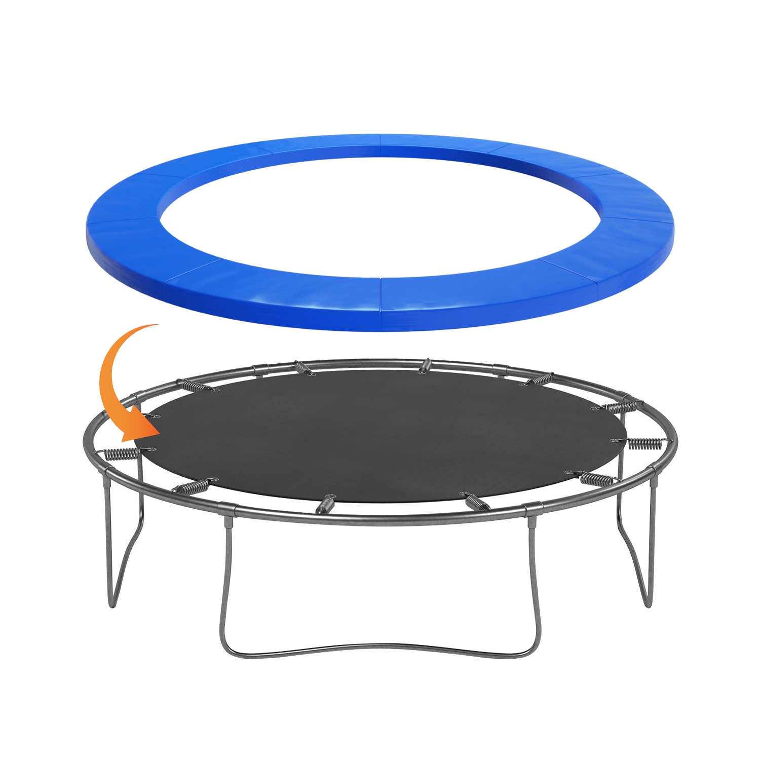 Topbuy – Tapis de sécurité rond de rechange pour trampoline, 12 pi, contour bleu
