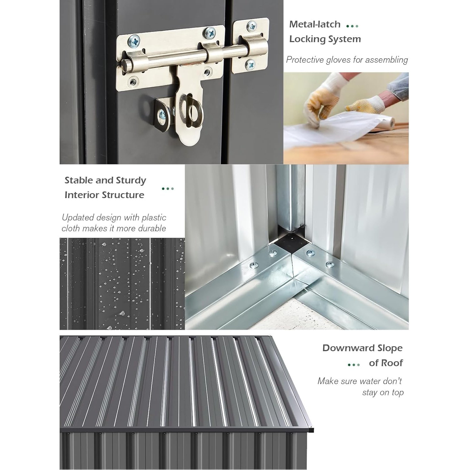 AECOJOY – Meubles de rangement d'extérieur, 4 x 7 pi, petit présentoir mural en métal pour jardin, gris foncé