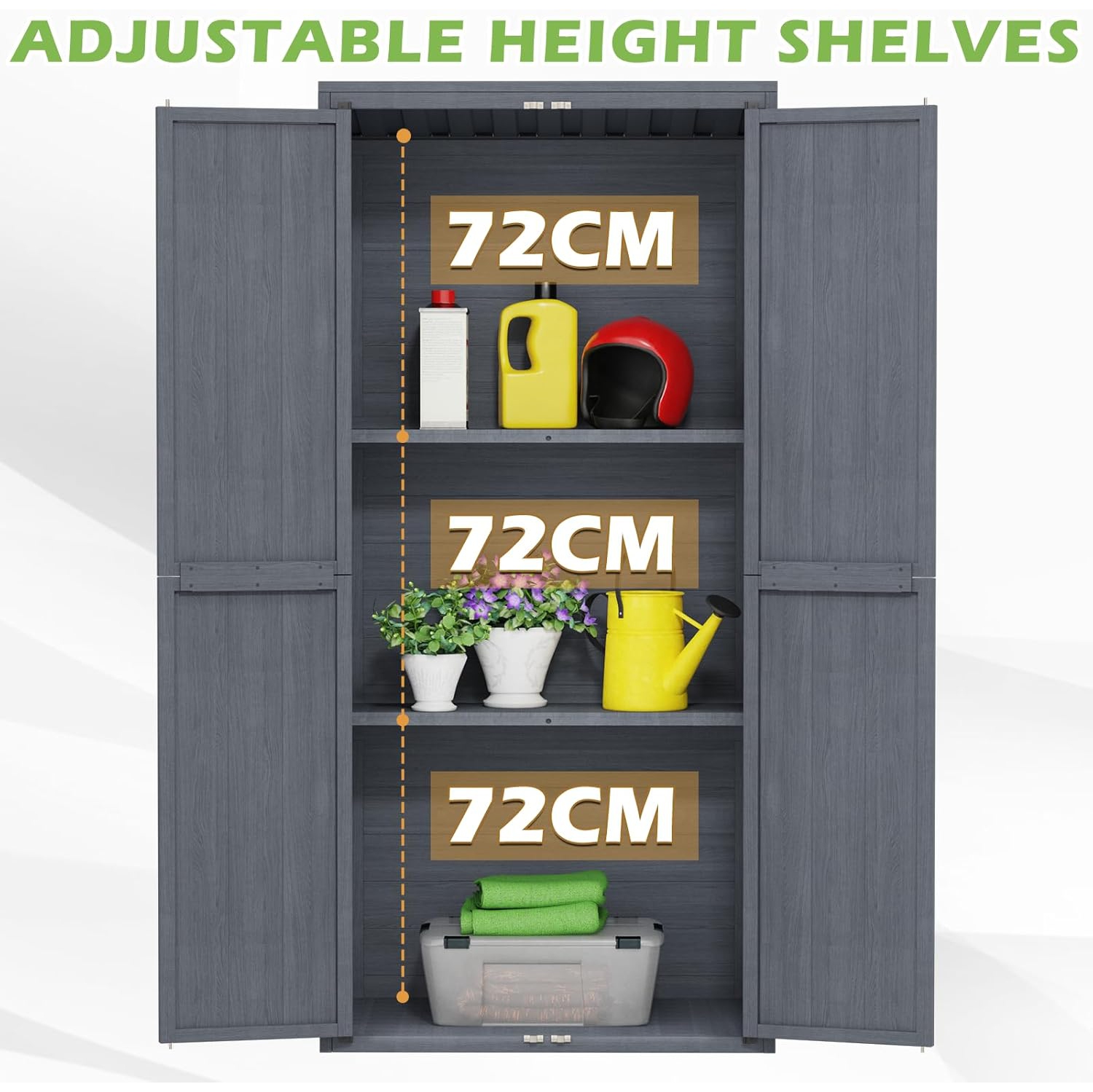 AECOJOY Outdoor Wooden Storage Cabinet Weatherproof, Garden Storage Shed with 3 Adjustable Shelves