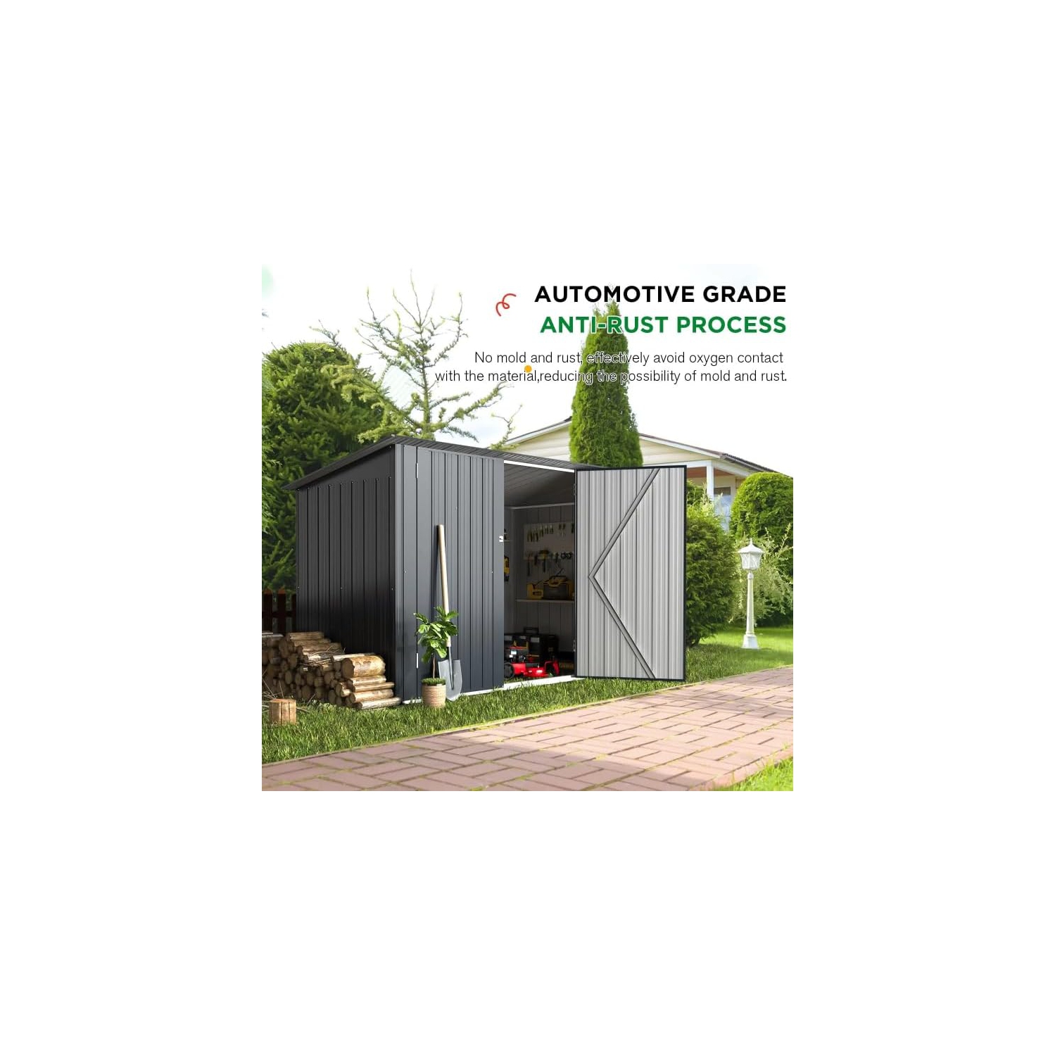 AECOJOY 7x3 Outdoor Bike Storage Shed, Lean to Sheds & Outdoor Storage Clearance, Small Metal Outdoor Storage Cabinet Weatherproof for Bikes