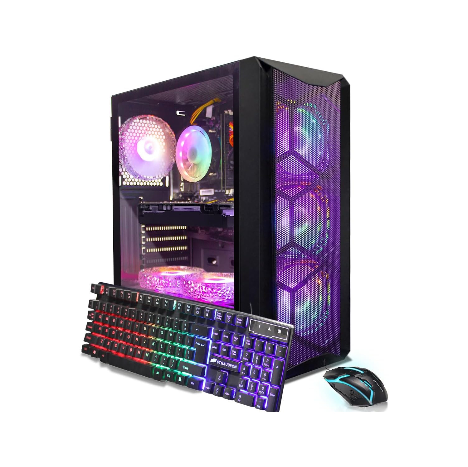 STGAubron Gaming PC Computer Desktop, Intel Core i7 8th Gen up to 4.1GHz, GeForce RTX 3050 6G, 16G DDR4, 1T SSD, WIN11H