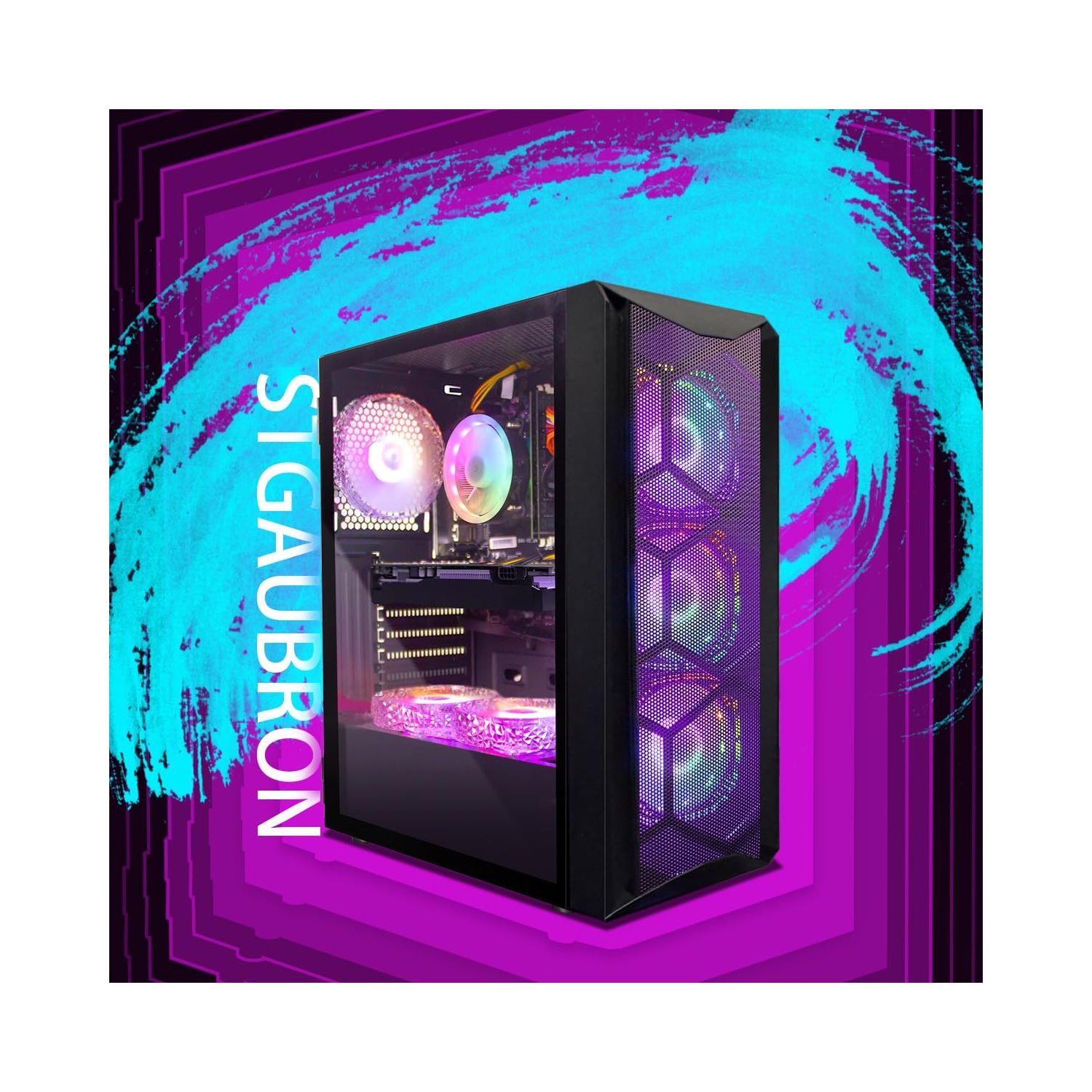 STGAubron Gaming PC Computer Desktop, Intel Core i7 8th Gen up to 4.1GHz, GeForce RTX 3050 6G, 16G DDR4, 1T SSD, WIN11H