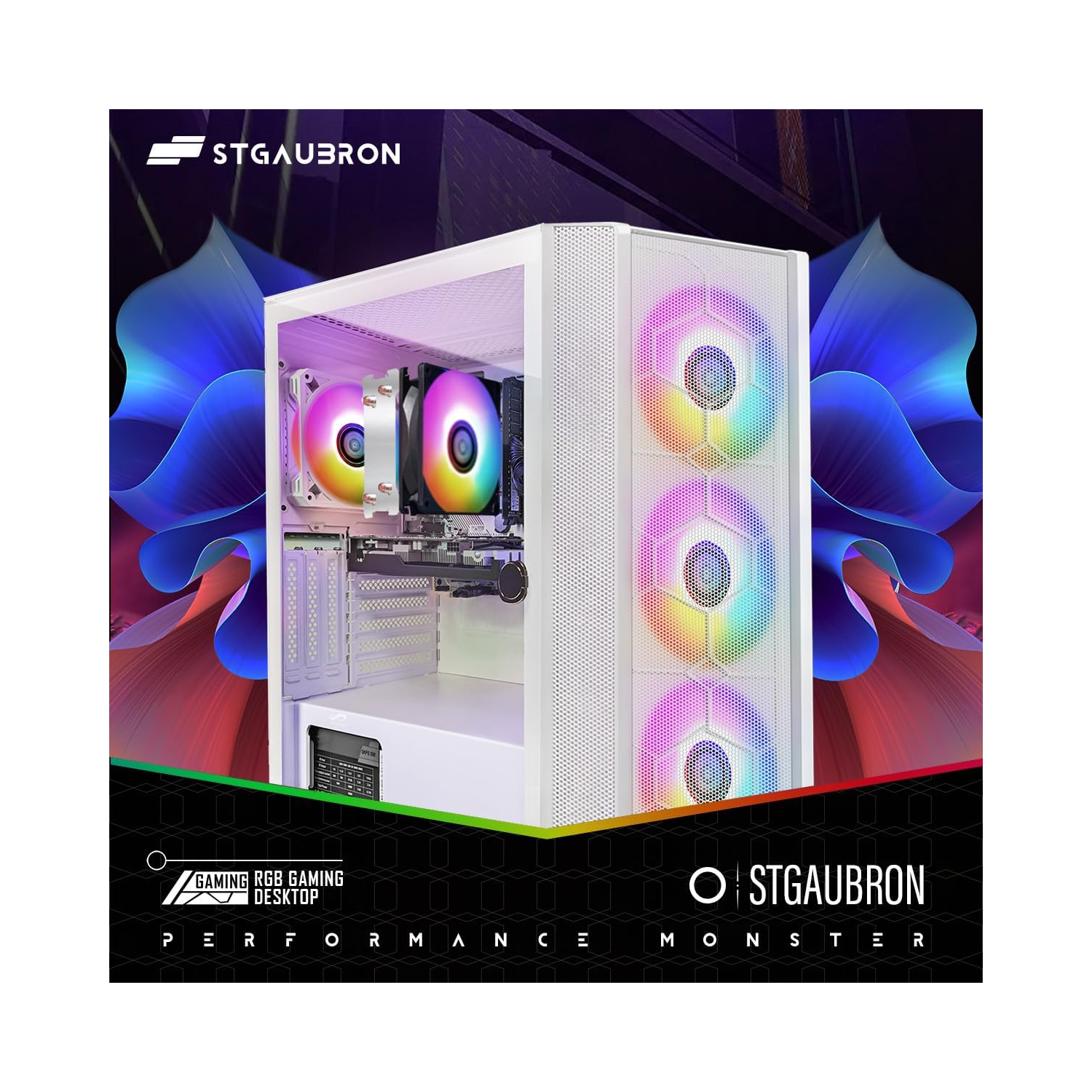 STGAubron Gaming PC Computer Desktop, AMD Ryzen 5 5500G up to 4.2G, GeForce RTX 2060 Super 8G, 16G DDR4, 1T SSD, WIN11H