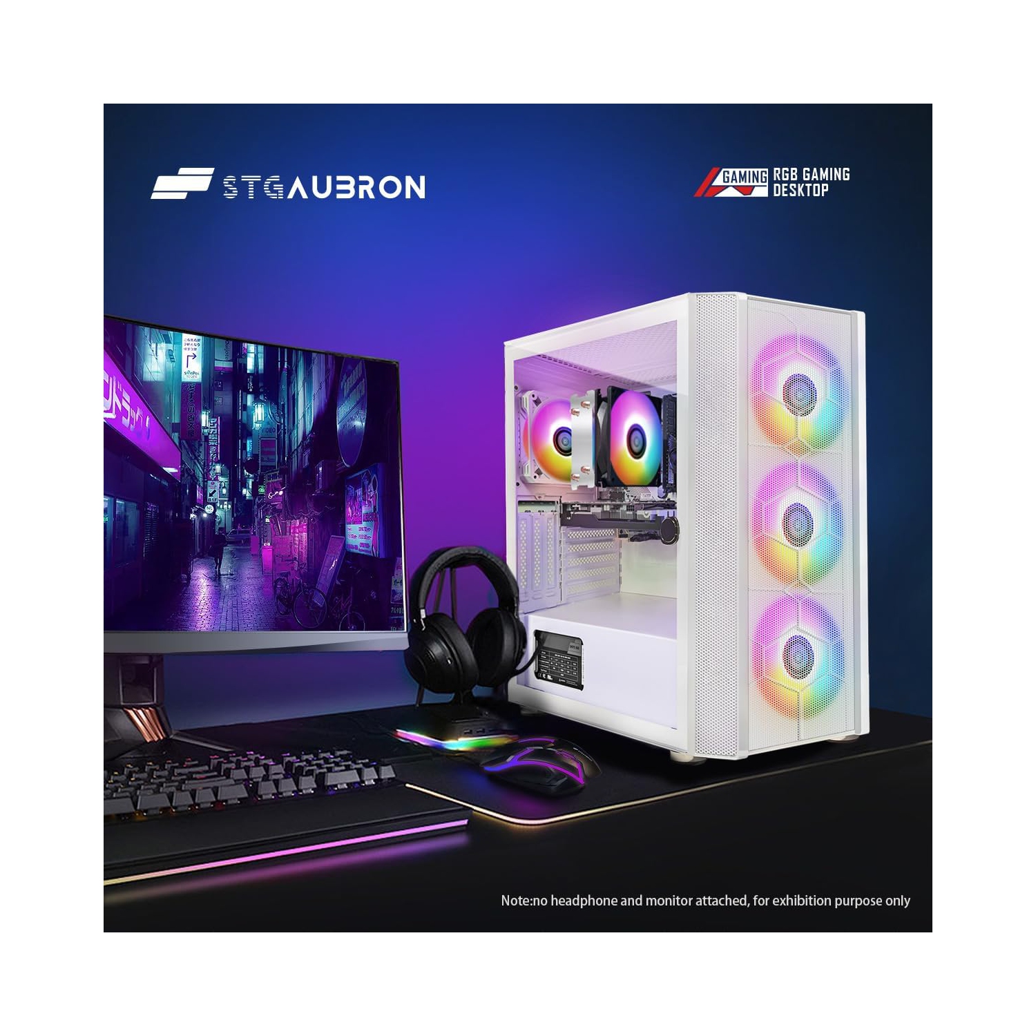 STGAubron Gaming PC Computer Desktop, AMD Ryzen 5 5500G up to 4.2G, GeForce RTX 2060 Super 8G, 16G DDR4, 1T SSD, WIN11H
