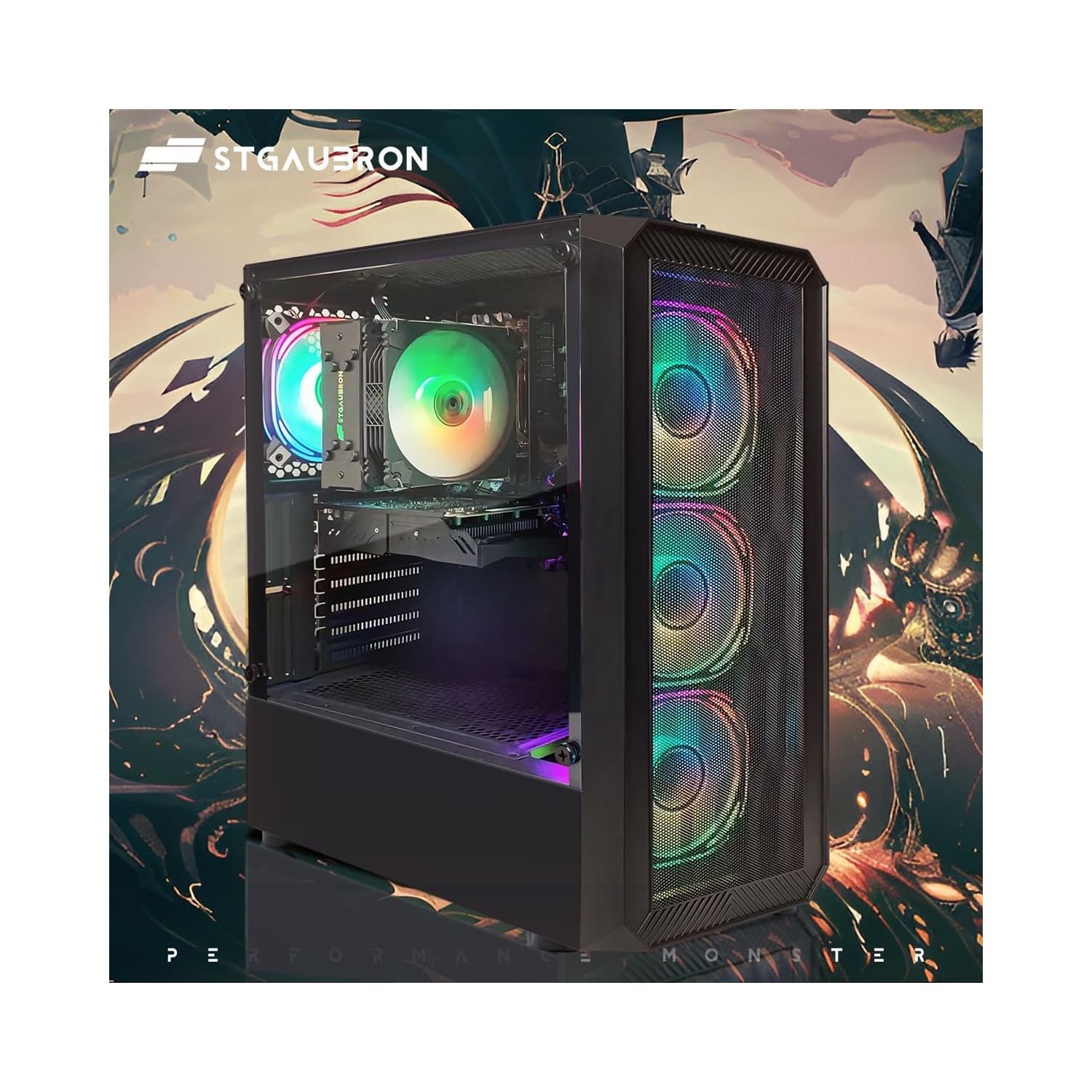 STGAubron Gaming PC Desktop, Intel Core i5-13400F up to 5.0Ghz, GeForce RTX 3050 6G, 16G DDR4 RAM, 512G SSD, Win11H