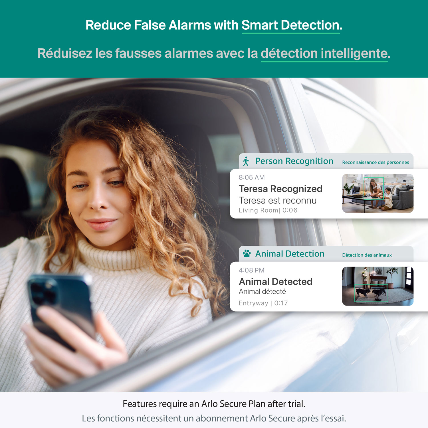 Caméra de surveillance d'intérieur 2K à brancher avec fil 3e génération Arlo Essential - Blanc