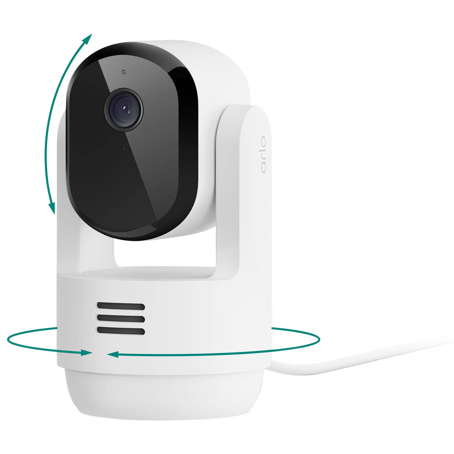 Caméra de surveillance d'intérieur 2K panoramique/inclinable à brancher avec fil Arlo - Blanc